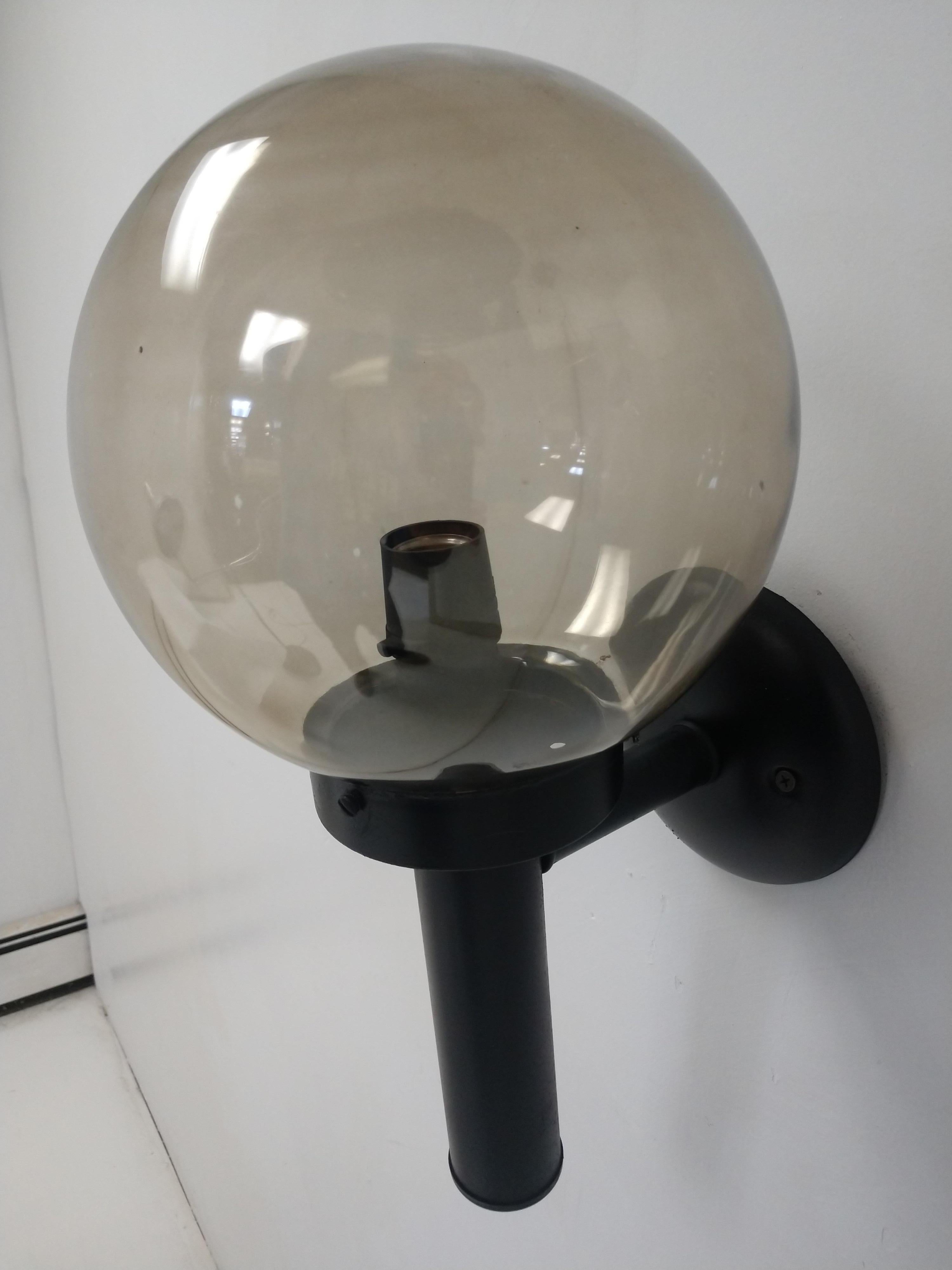 Mid-Century Modern Exterior Porch Lamp with Smoked Amber Glass 1