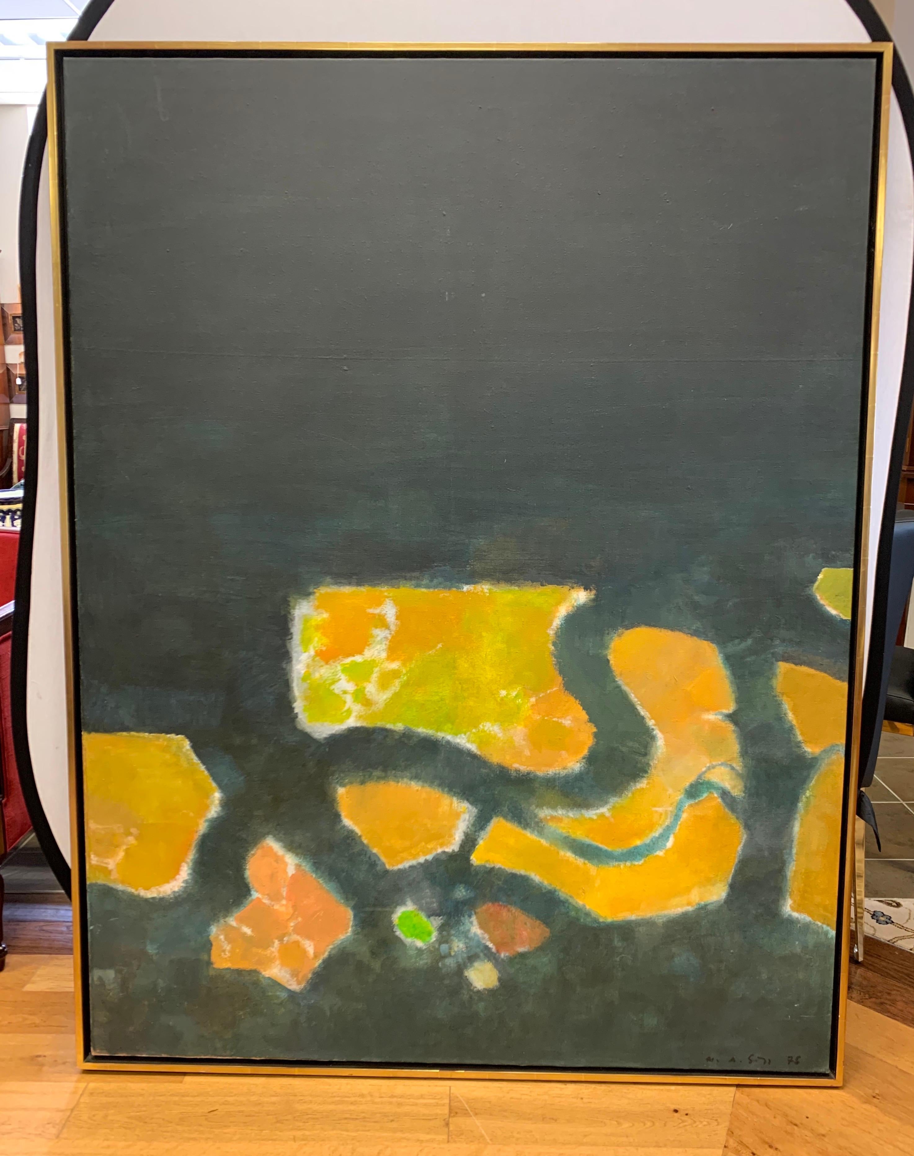 Late 20th Century Mid-Century Modern Extra Large Original Artist Signed Abstract Painting For Sale