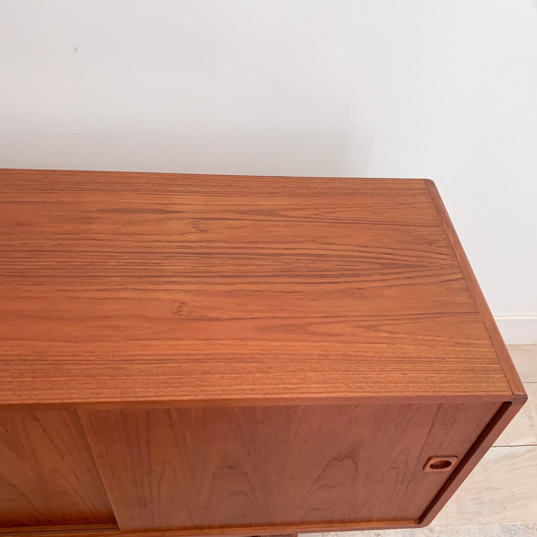 Mid-Century Modern Extra Long Danish Teak Credenza with Sliding Doors 6