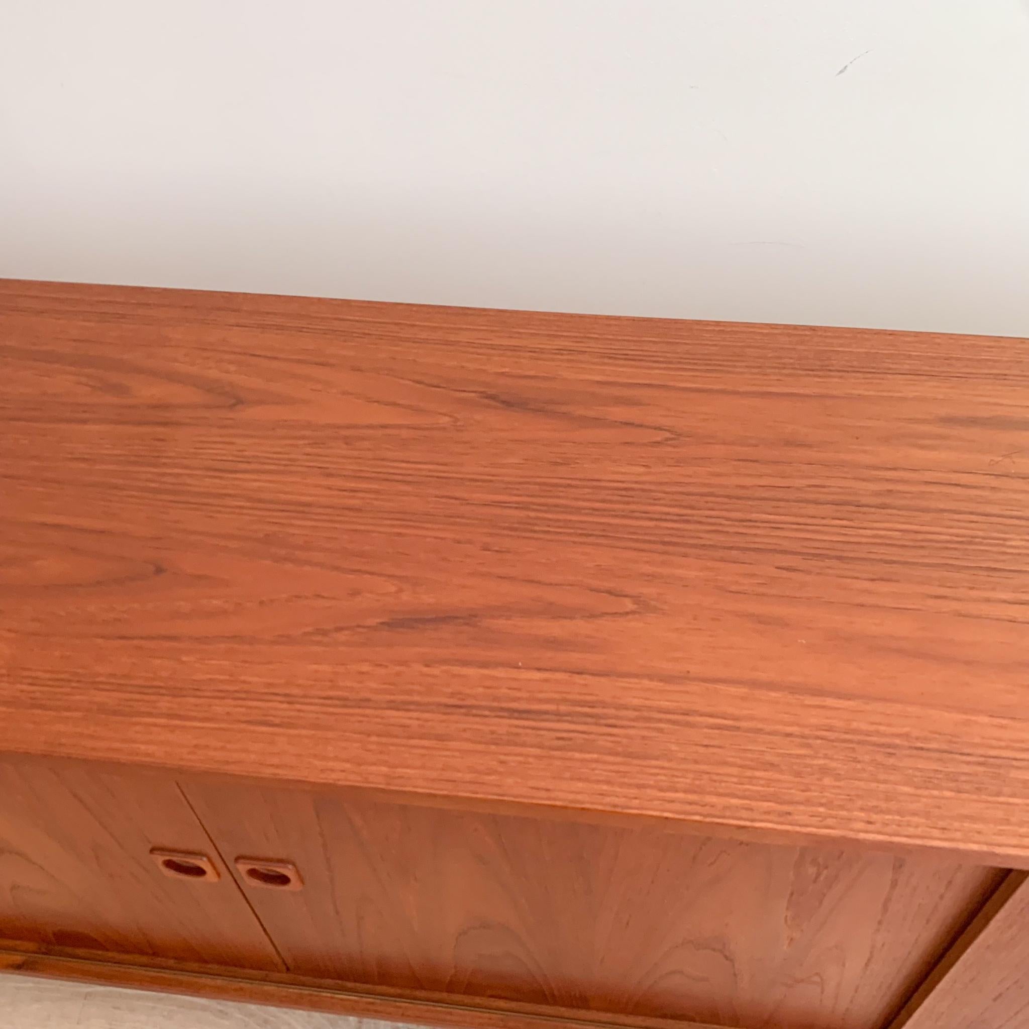 Mid-Century Modern Extra Long Danish Teak Credenza with Sliding Doors 7