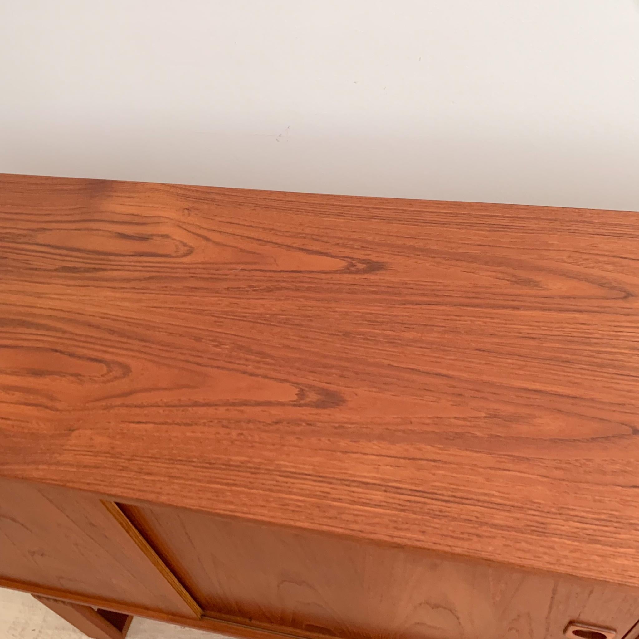 Mid-Century Modern Extra Long Danish Teak Credenza with Sliding Doors 8