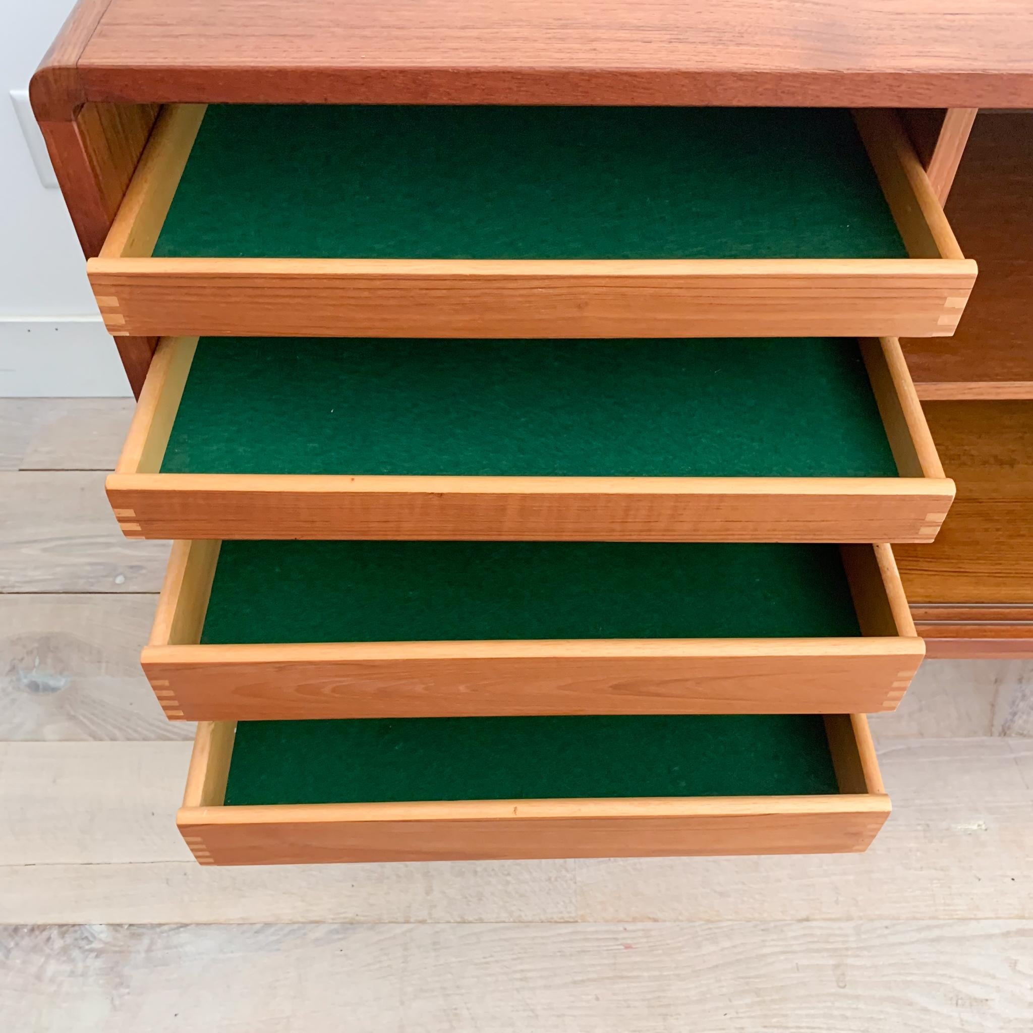 Mid-Century Modern Extra Long Danish Teak Credenza with Sliding Doors 13