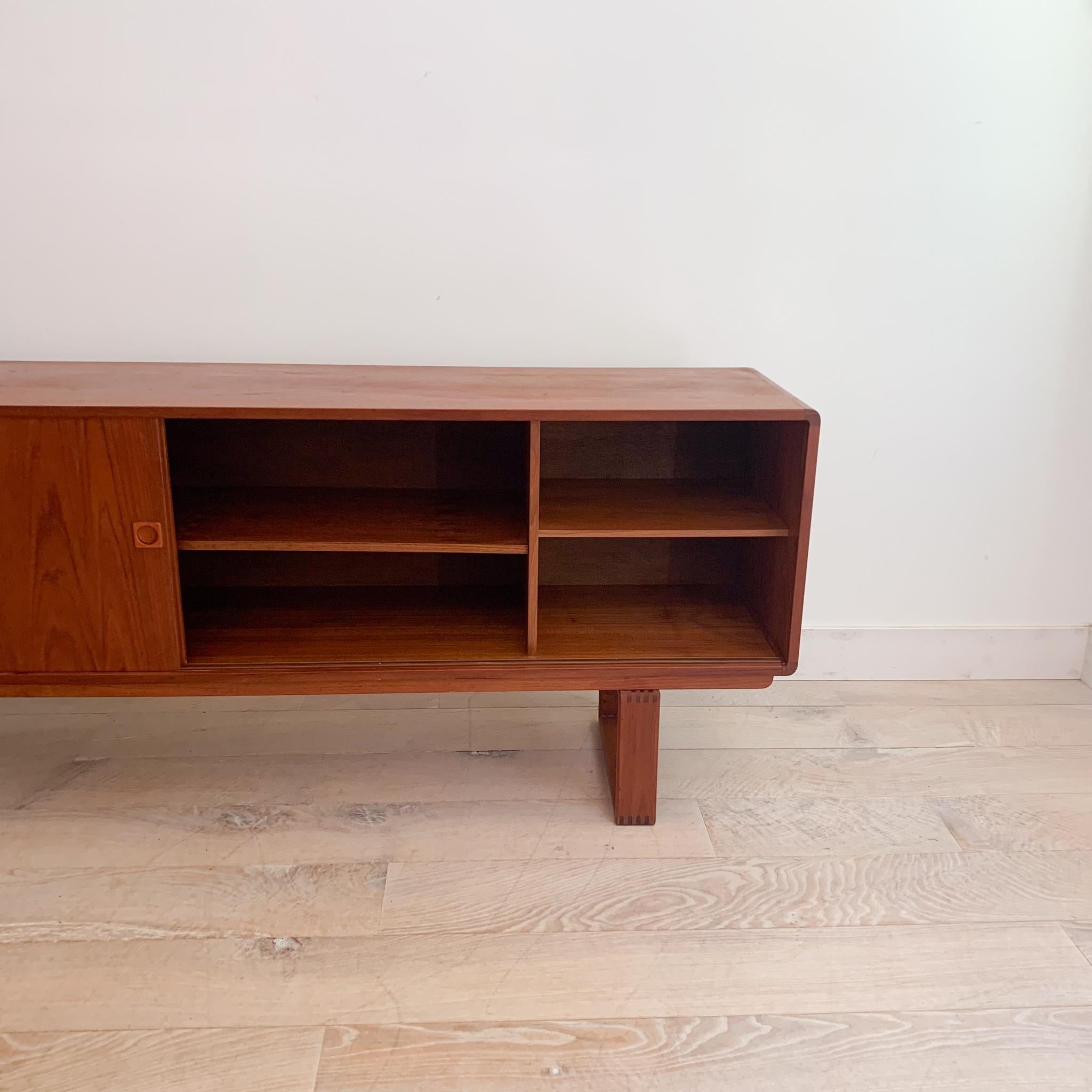 Mid-Century Modern Extra Long Danish Teak Credenza with Sliding Doors 14
