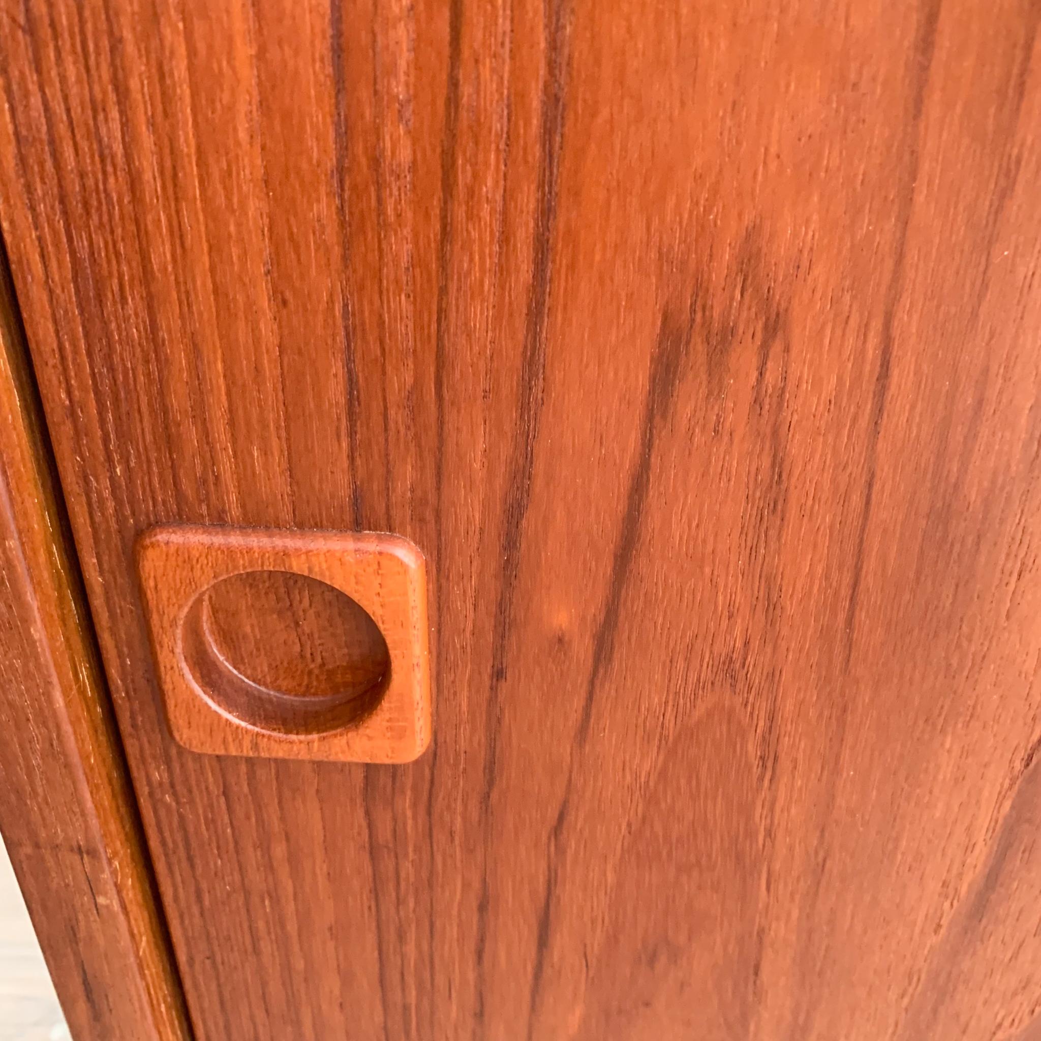 Mid-Century Modern Extra Long Danish Teak Credenza with Sliding Doors In Good Condition In Asheville, NC