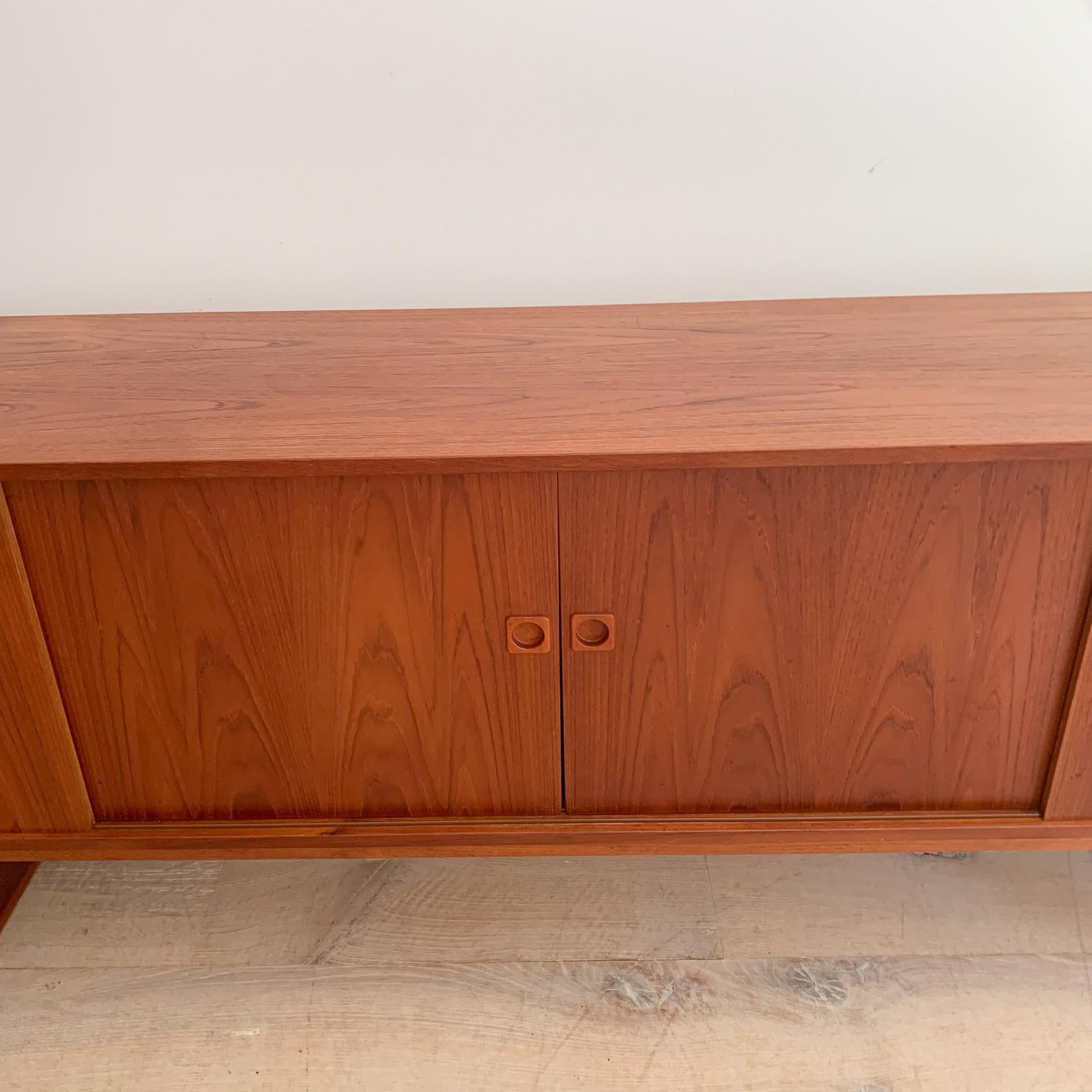 Mid-Century Modern Extra Long Danish Teak Credenza with Sliding Doors 2