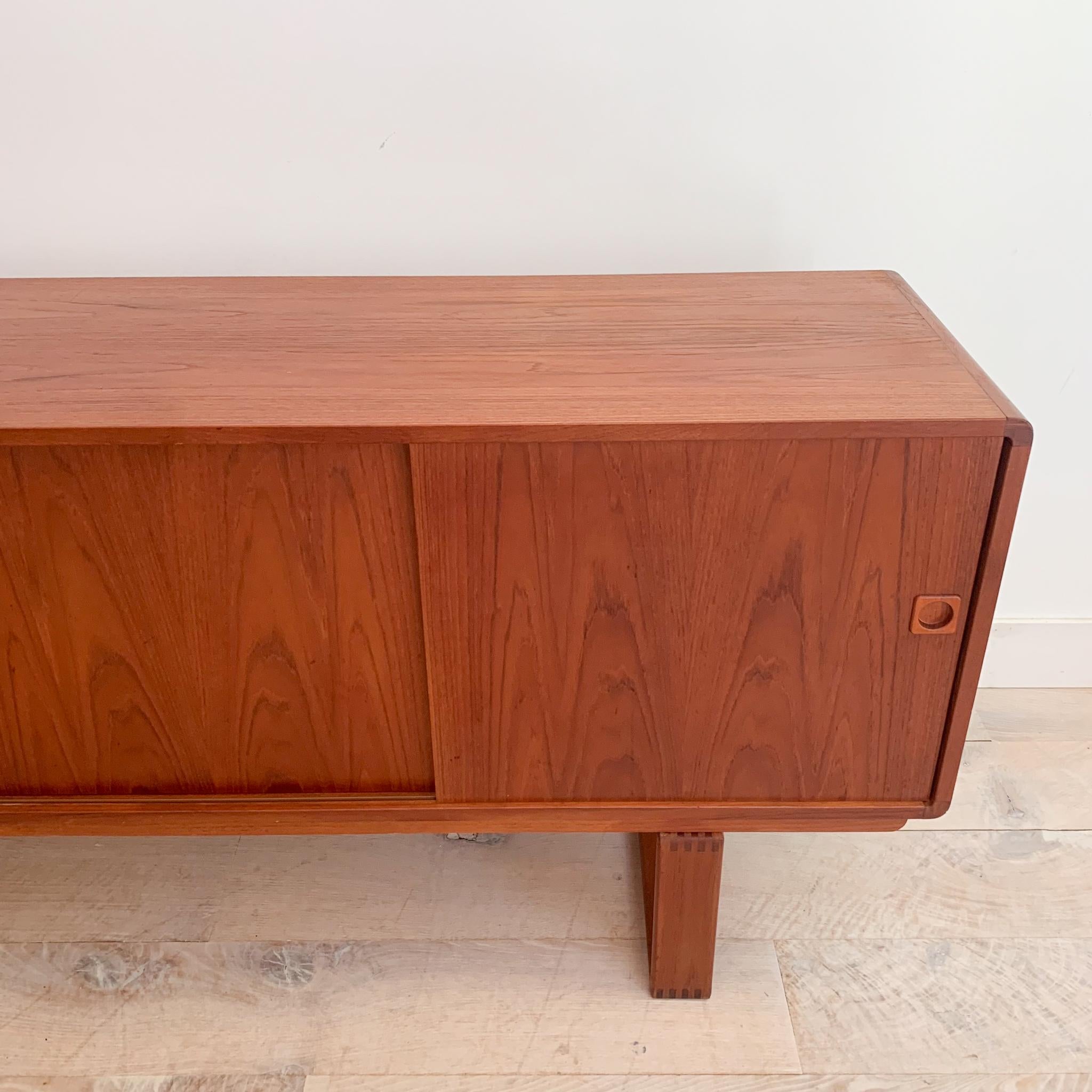 Mid-Century Modern Extra Long Danish Teak Credenza with Sliding Doors 3
