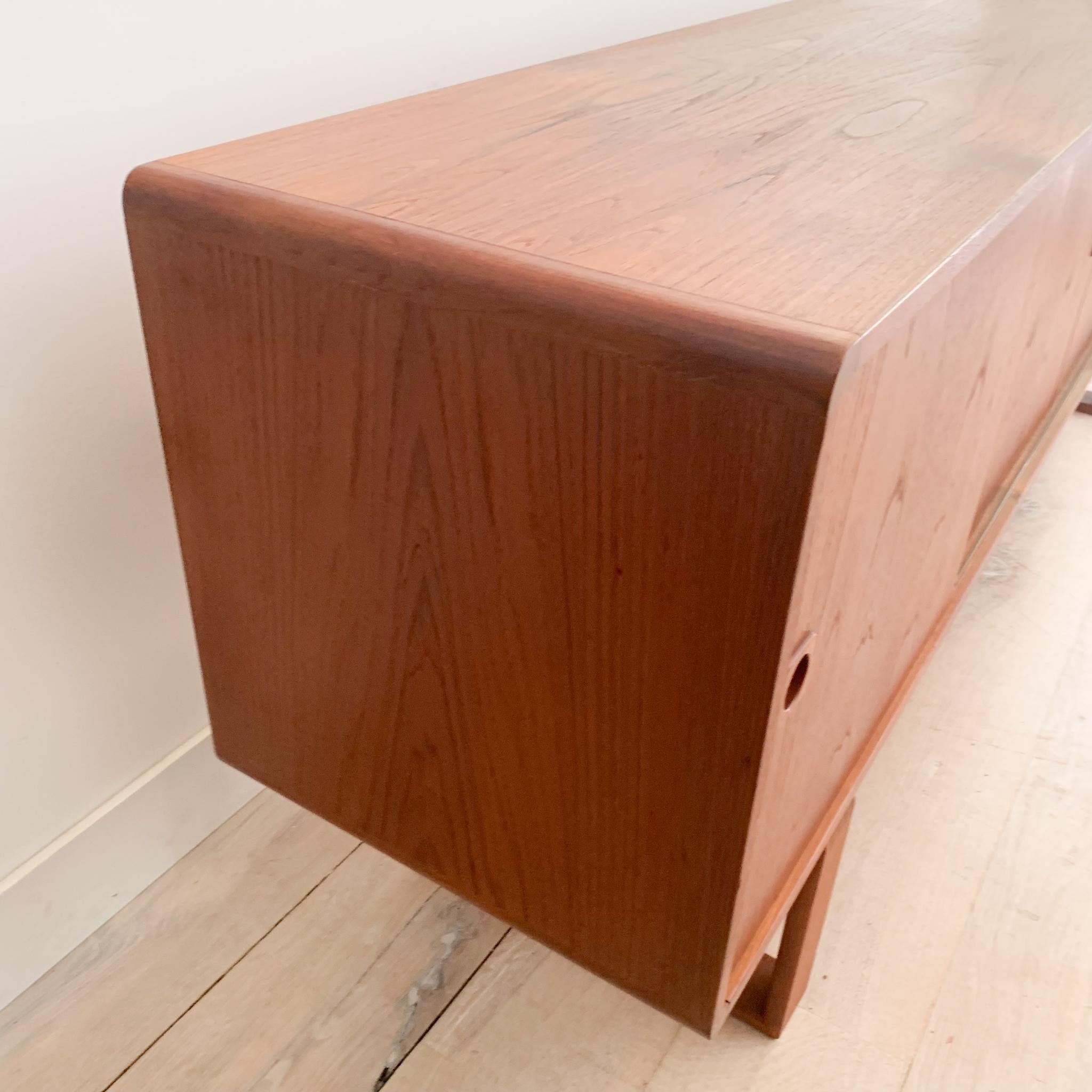 Mid-Century Modern Extra Long Danish Teak Credenza with Sliding Doors 4