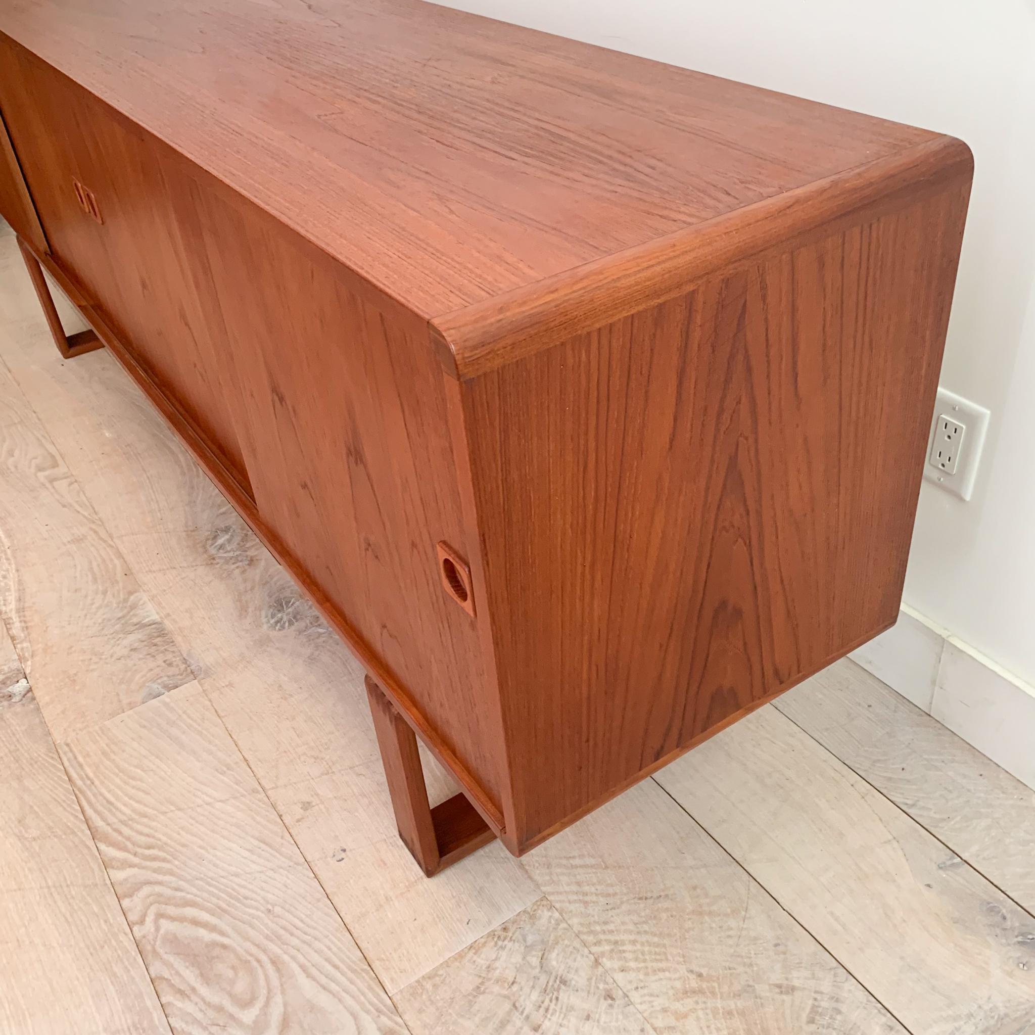 Mid-Century Modern Extra Long Danish Teak Credenza with Sliding Doors 5