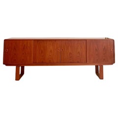 Mid-Century Modern Extra Long Danish Teak Credenza with Sliding Doors