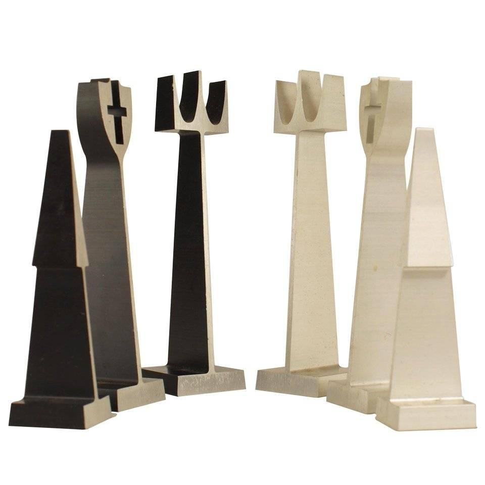 Set di scacchi in alluminio estruso moderno di metà secolo in vendita