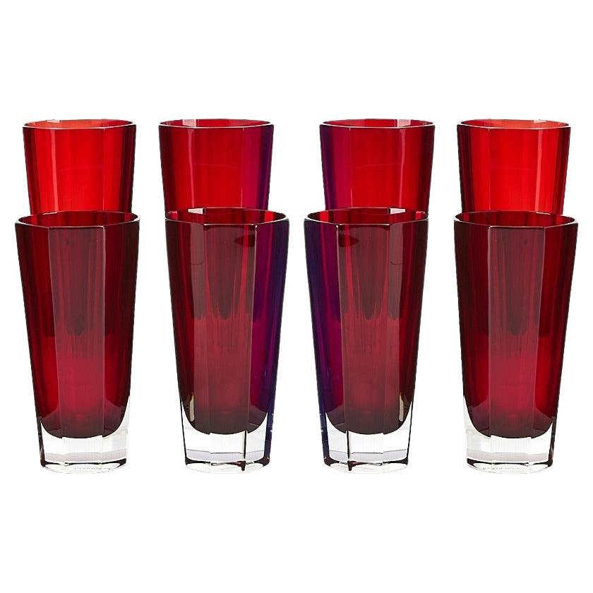 Mid Century Modern Fabergé Ruby Red Highball Glasses Service / Eight People