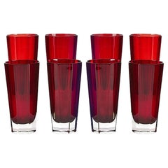 Mid Century Modern Fabergé Ruby Red Highball Glasses Service / Eight People