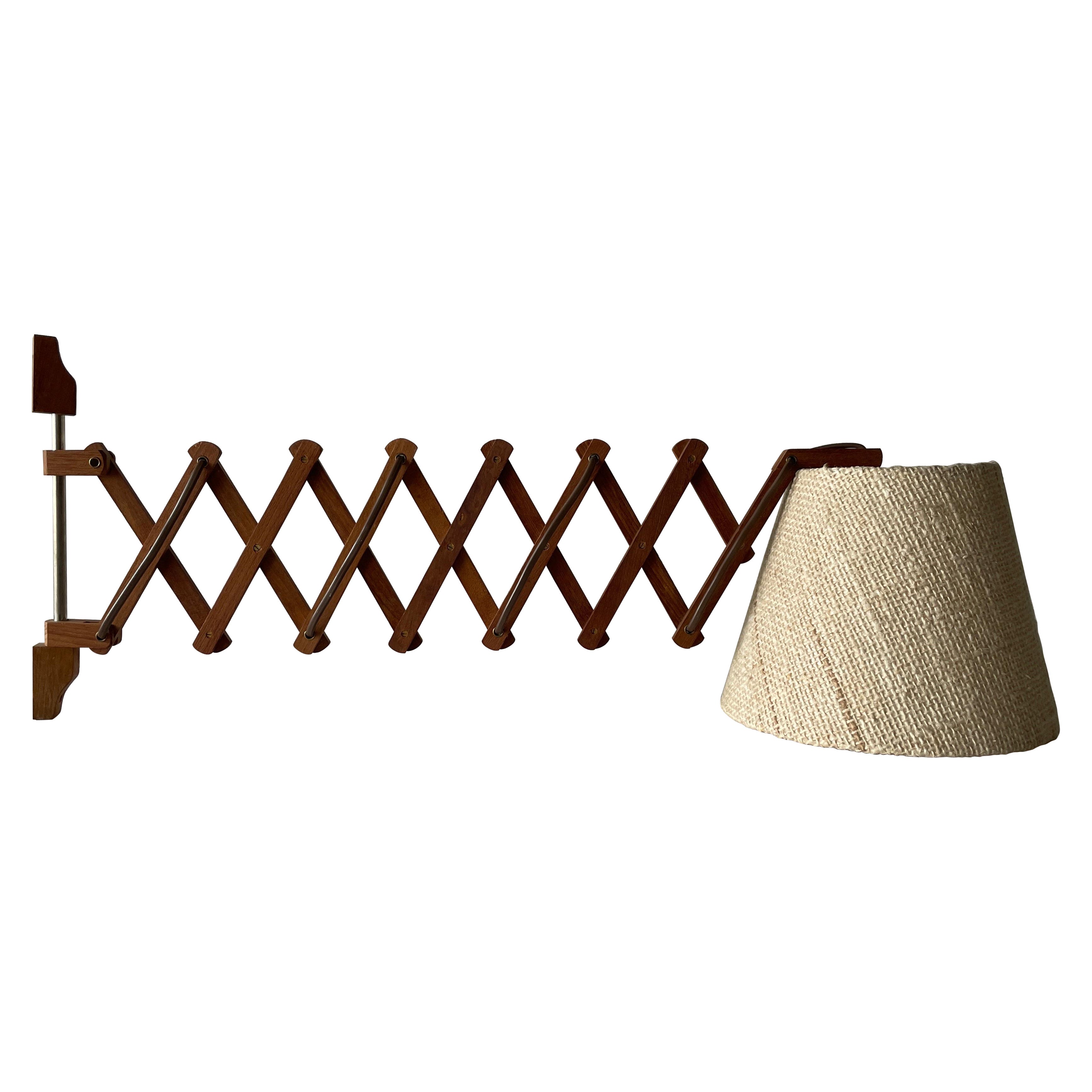 Mid-century Modern Fabric and Wood Accordion Lamp, 1960s, Germany For Sale