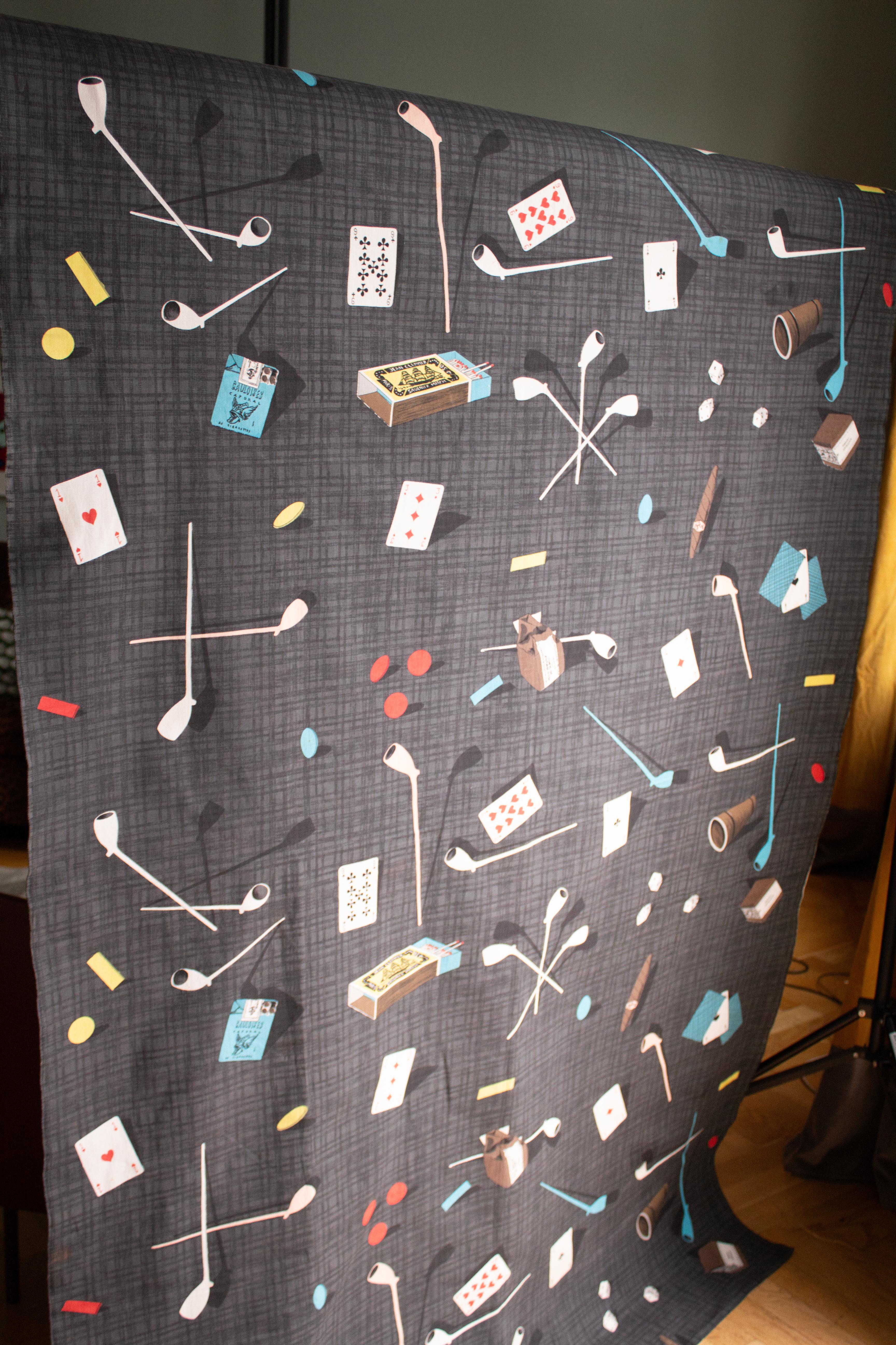 Mid-Century Modern Fabric by the French Painter/Photographer Jean Clemmer In Good Condition For Sale In Stockholm, SE
