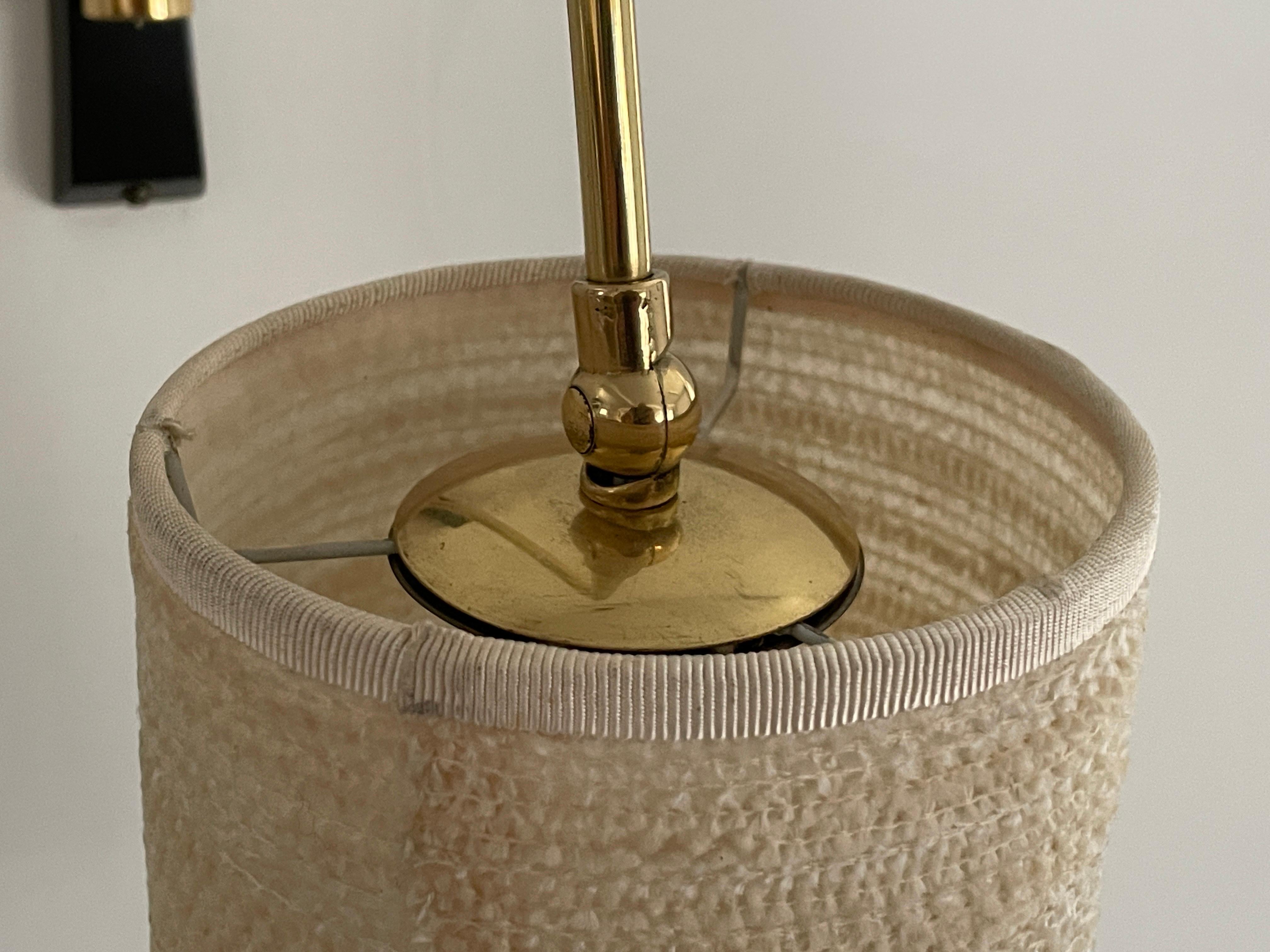 Mid-century Modern Fabric Shade Pair of Sconces with Brass Neck, 1960s, Germany 1