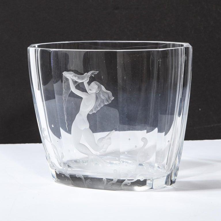 Mid-Century Modern Faceted Acid Etched Mermaid Vase Sven Palmquist for Orrefors 5