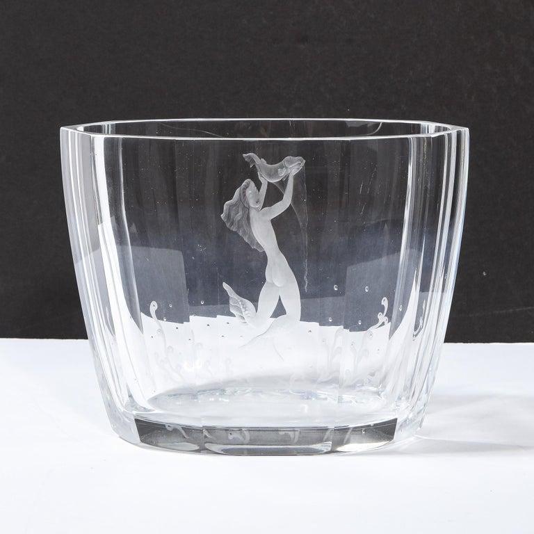 Mid-Century Modern Faceted Acid Etched Mermaid Vase Sven Palmquist for Orrefors For Sale 7