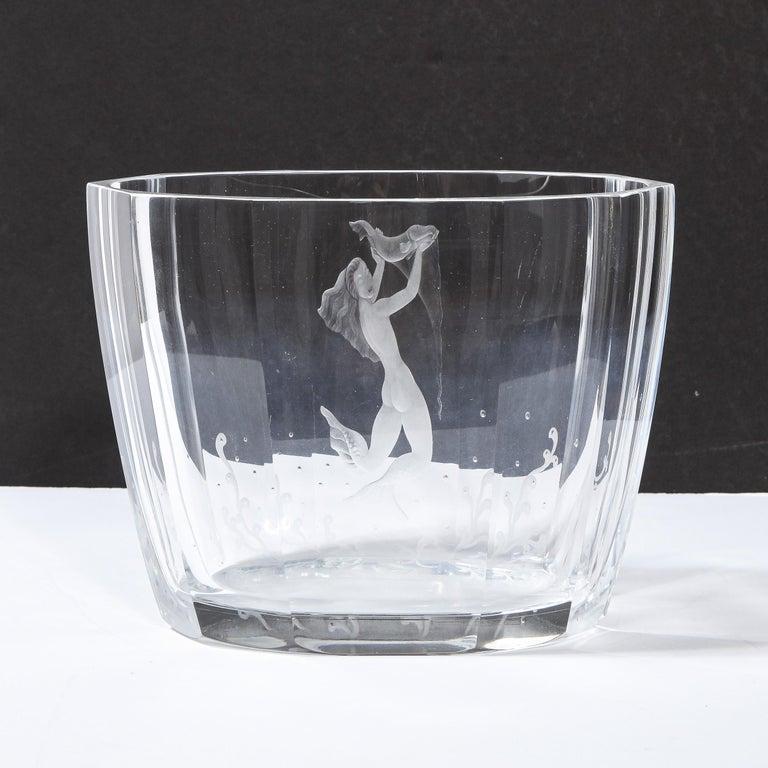 Mid-Century Modern Faceted Acid Etched Mermaid Vase Sven Palmquist for Orrefors 7