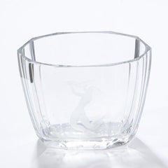 Mid-Century Modern Faceted Acid Etched Mermaid Vase Sven Palmquist for Orrefors