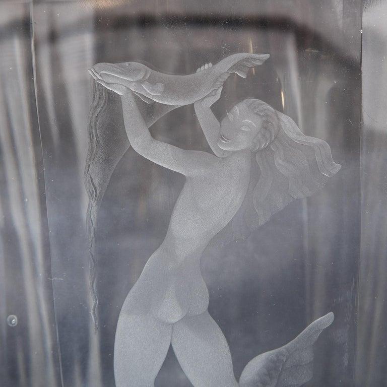 Mid-Century Modern Faceted Acid Etched Mermaid Vase Sven Palmquist for Orrefors For Sale 1