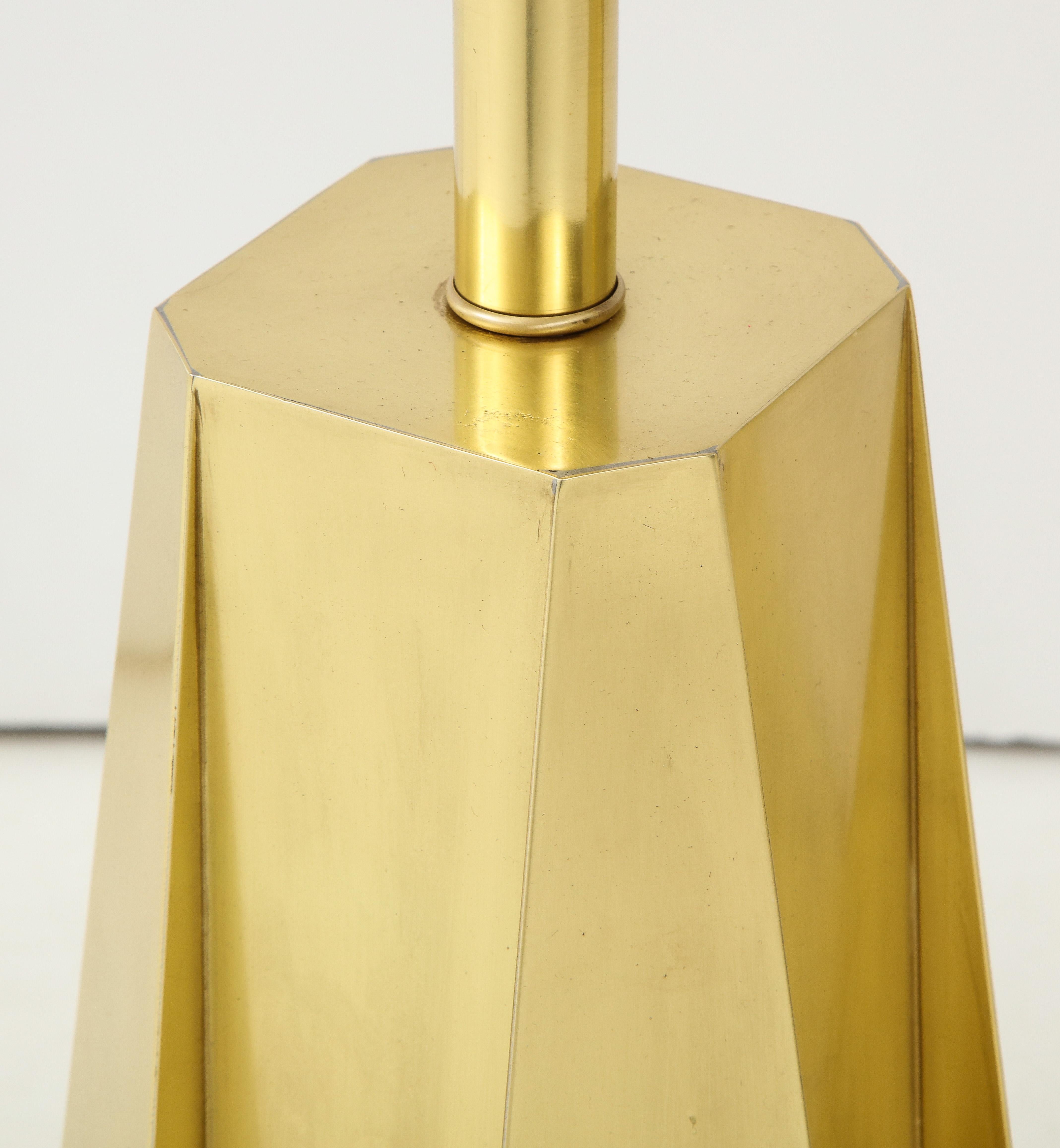Mid-Century Modern Faceted Brass Table Lamps 6