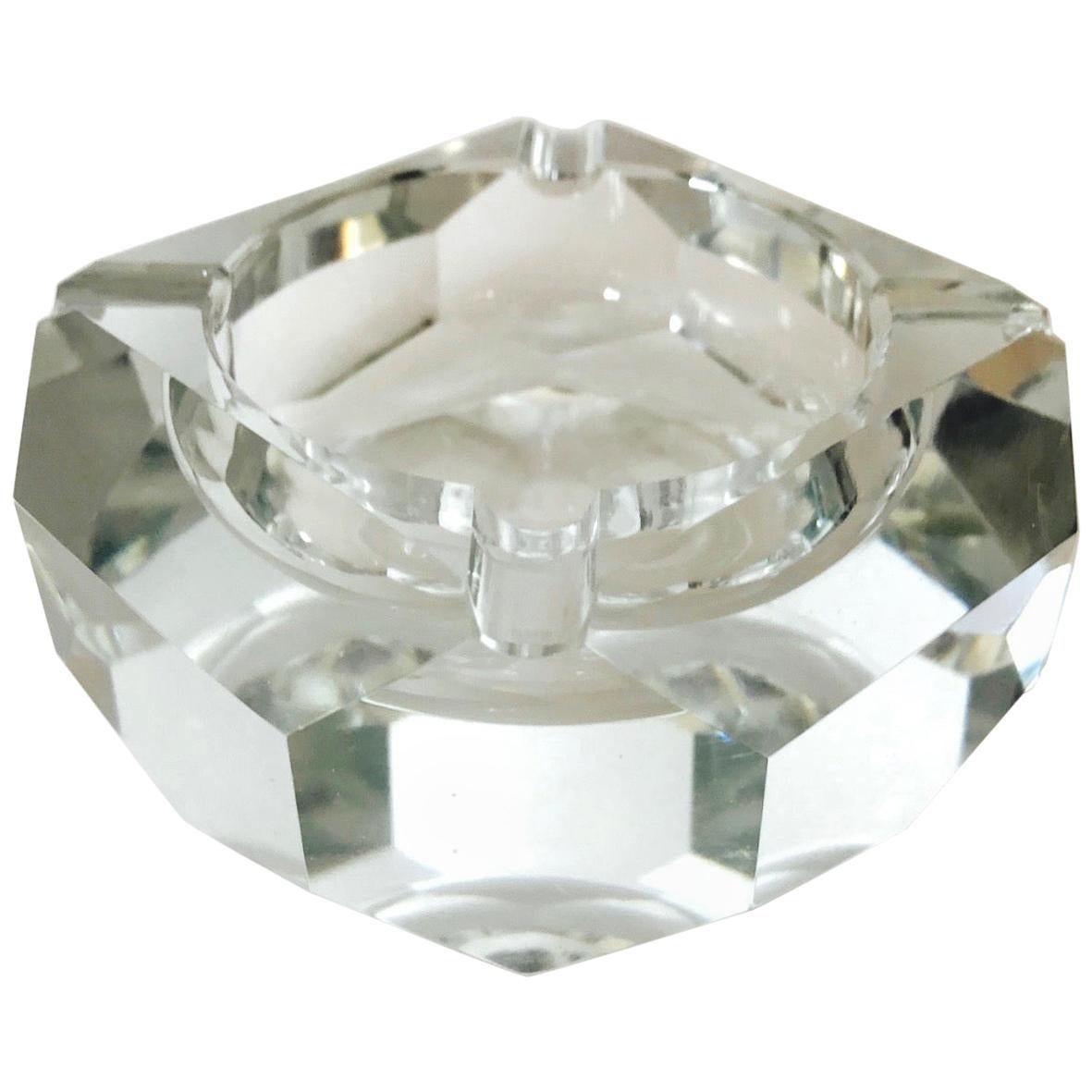 Mid-Century Modern Faceted Crystal Ashtray, France, 1960s