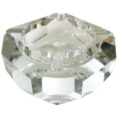 Vintage Mid-Century Modern Faceted Crystal Ashtray, France, 1960s