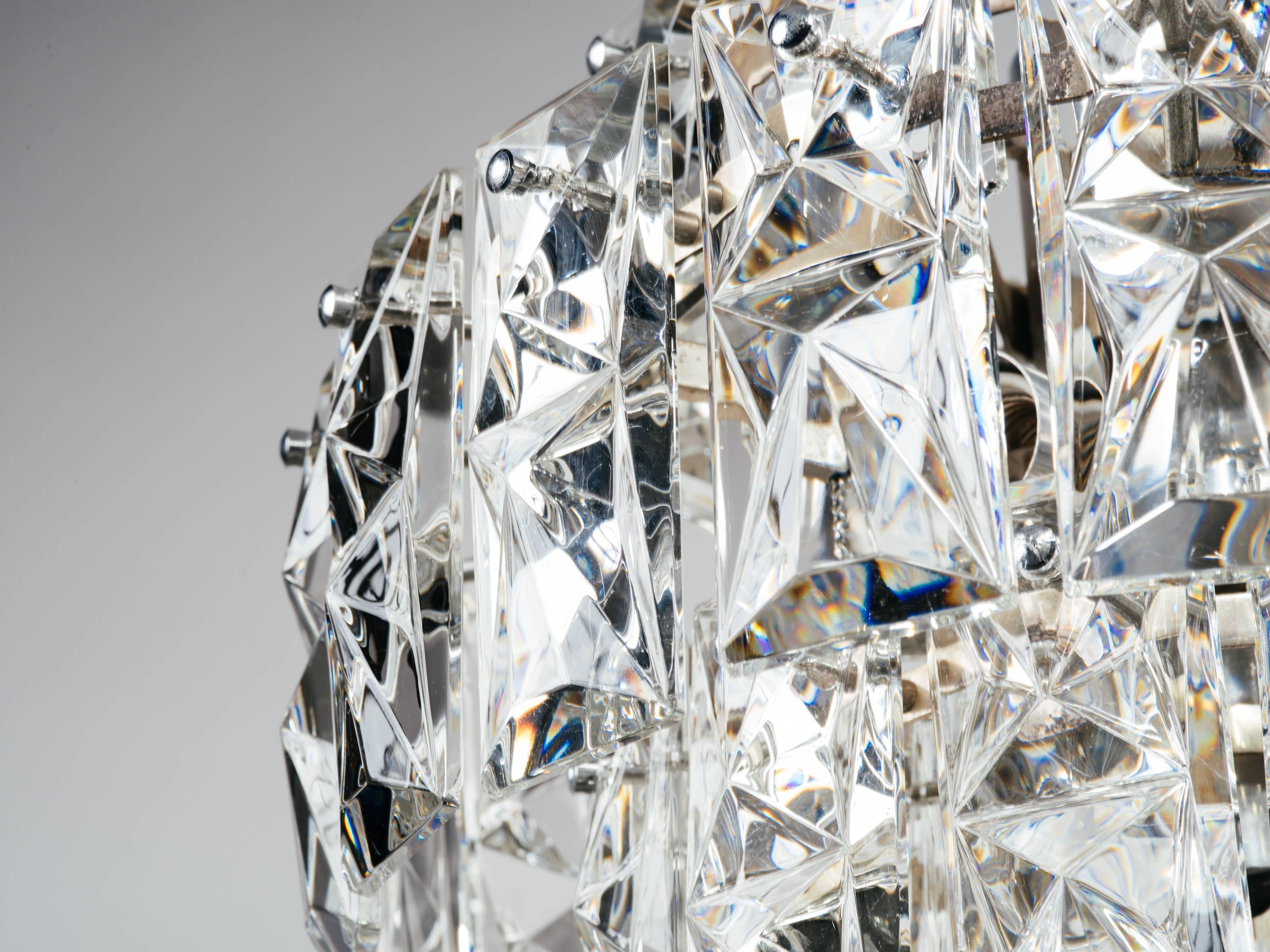 Mid-20th Century Faceted Crystal Prism Chandelier by Kinkeldey, Germany, c. 1960's For Sale