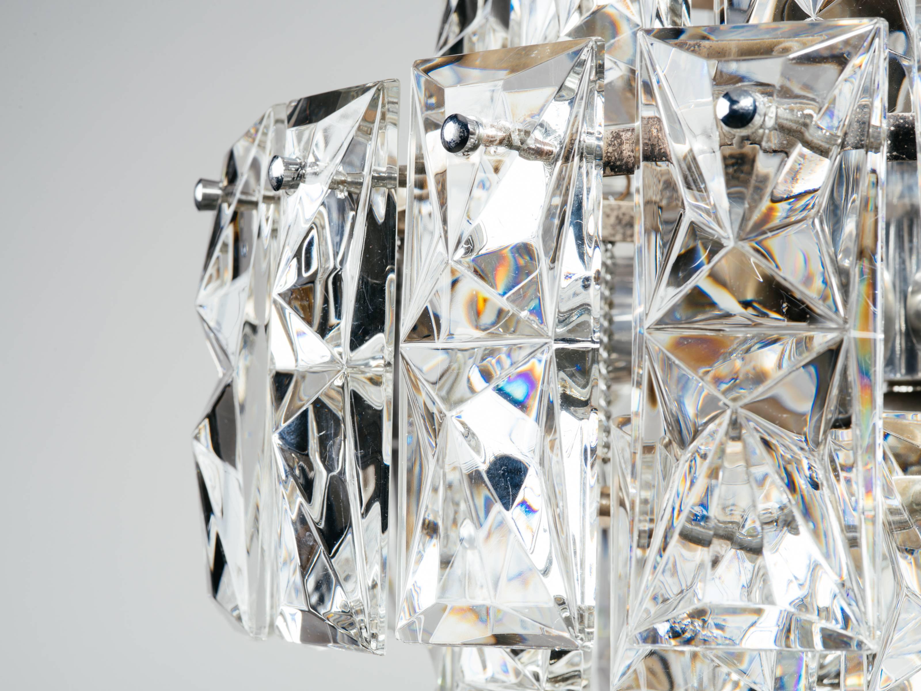 Faceted Crystal Prism Chandelier by Kinkeldey, Germany, c. 1960's For Sale 1