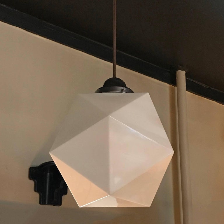 Photo inspiration: Visual Reference: Mid Century Modern Faceted Milk Glass Geometric Pendant Light At