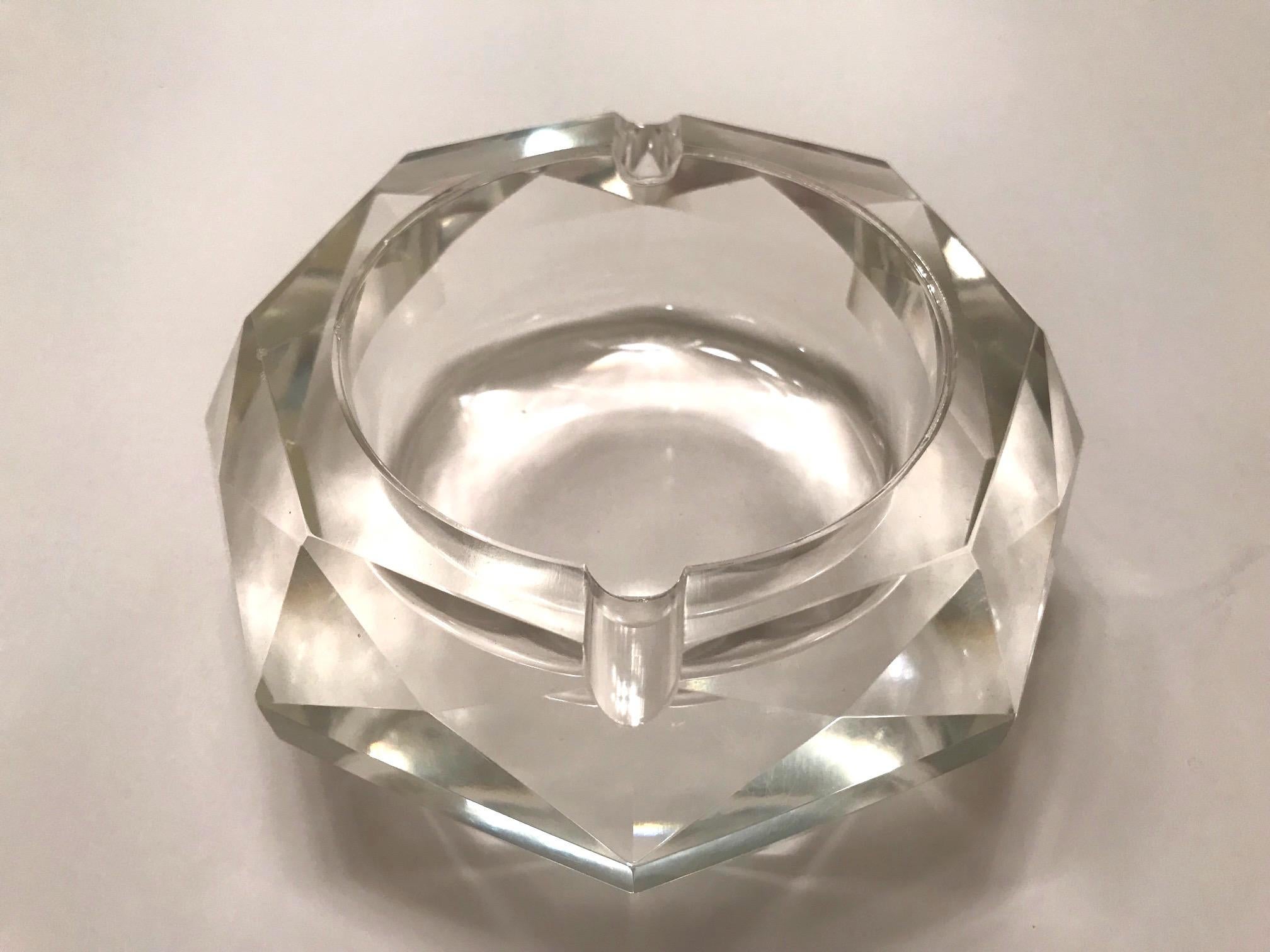 Mid-Century Modern Faceted Murano Glass Ashtray, Italy, 1950s In Good Condition In Fort Lauderdale, FL