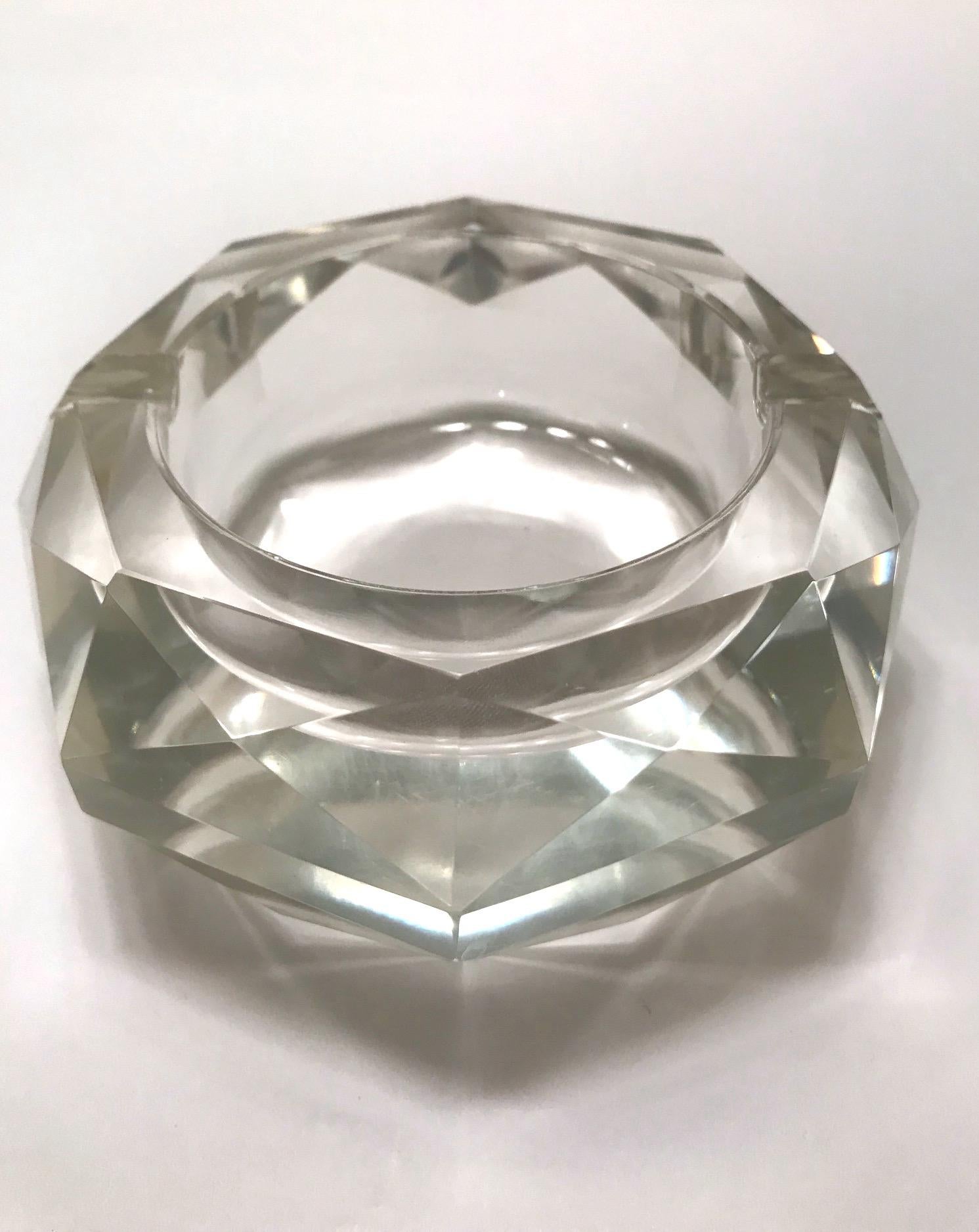 Mid-20th Century Mid-Century Modern Faceted Murano Glass Ashtray, Italy, 1950s