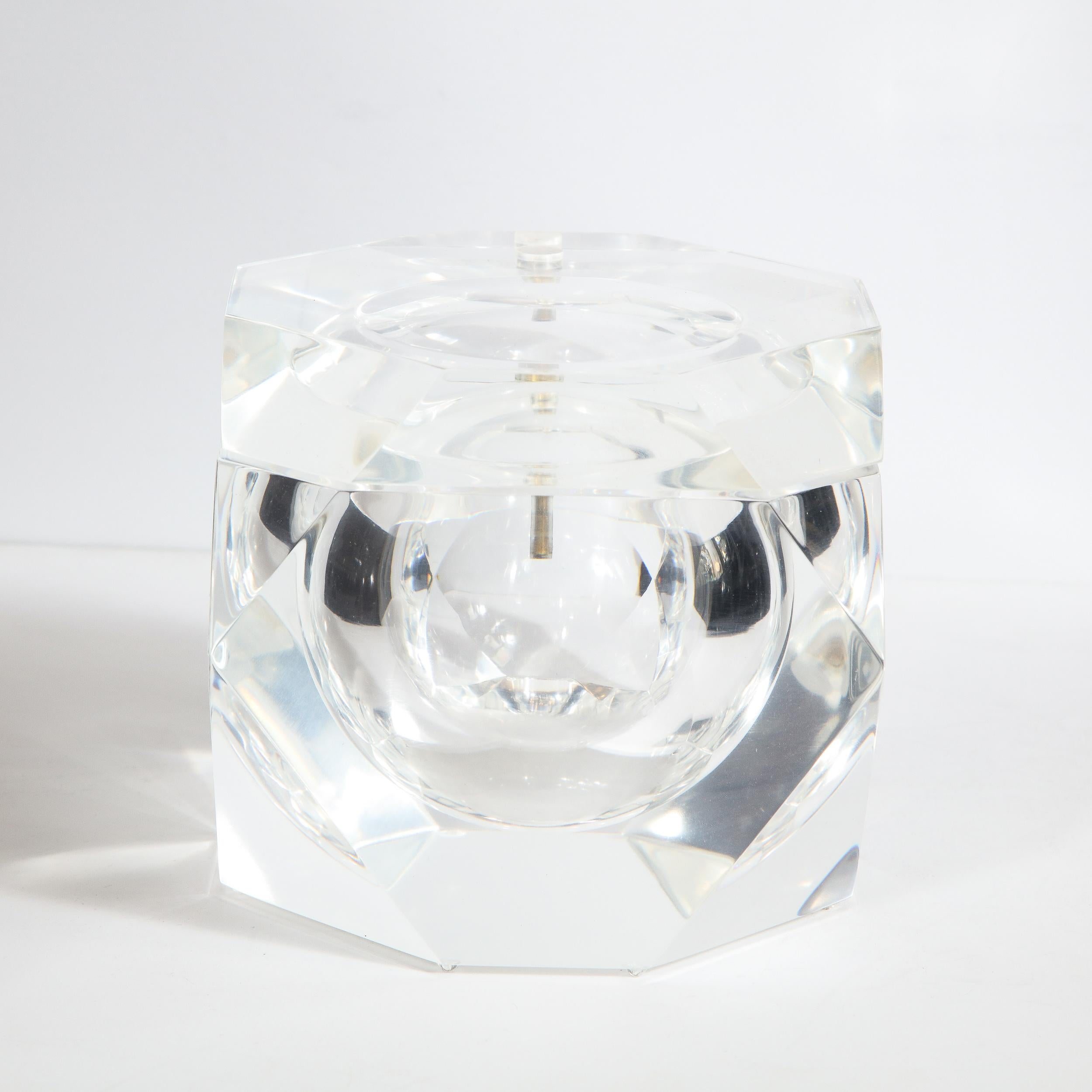 Mid-Century Modern Faceted Swivel Top Lucite Ice Bucket by Carole ...