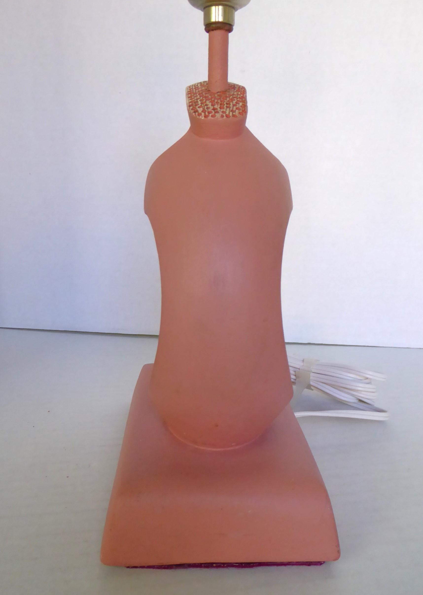 American Mid Century Modern F.A.I.P. Plaster Table Lamp Stylized Seating Lady 1950s For Sale