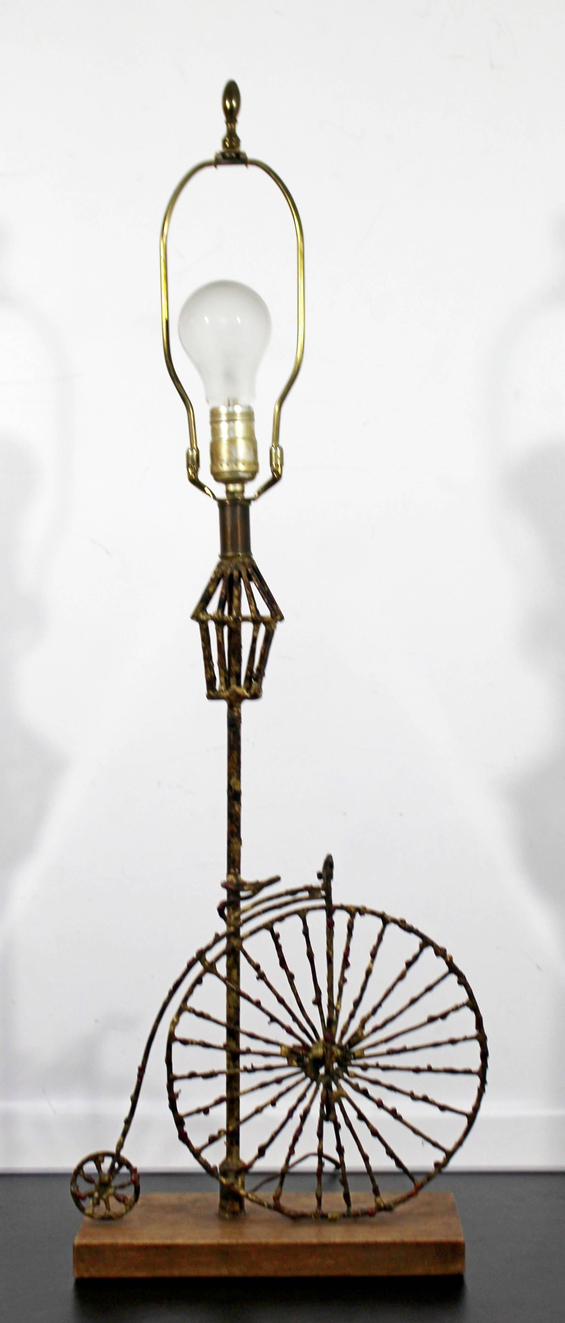 Mid-20th Century Mid-Century Modern Fantoni Brutalist Brass Bicycle Table Lamp Italian 1960s