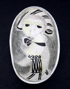 Mid-Century Modern Fantoni Raymor Signed Ceramic Art Bowl Made in Italy 1960s