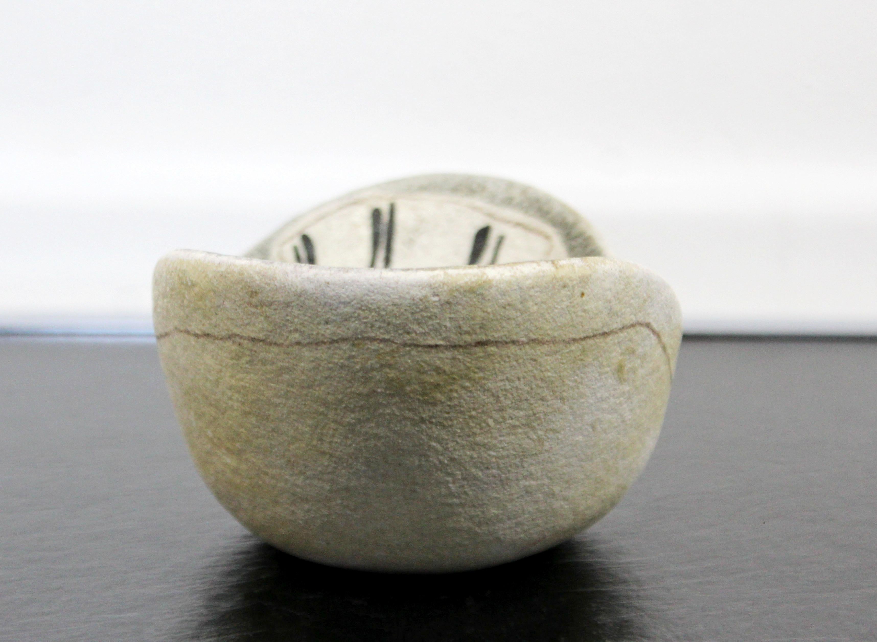 Mid-Century Modern Fantoni Raymor Signed Ceramic Art Bowl Made in Italy 1960s (Keramik)