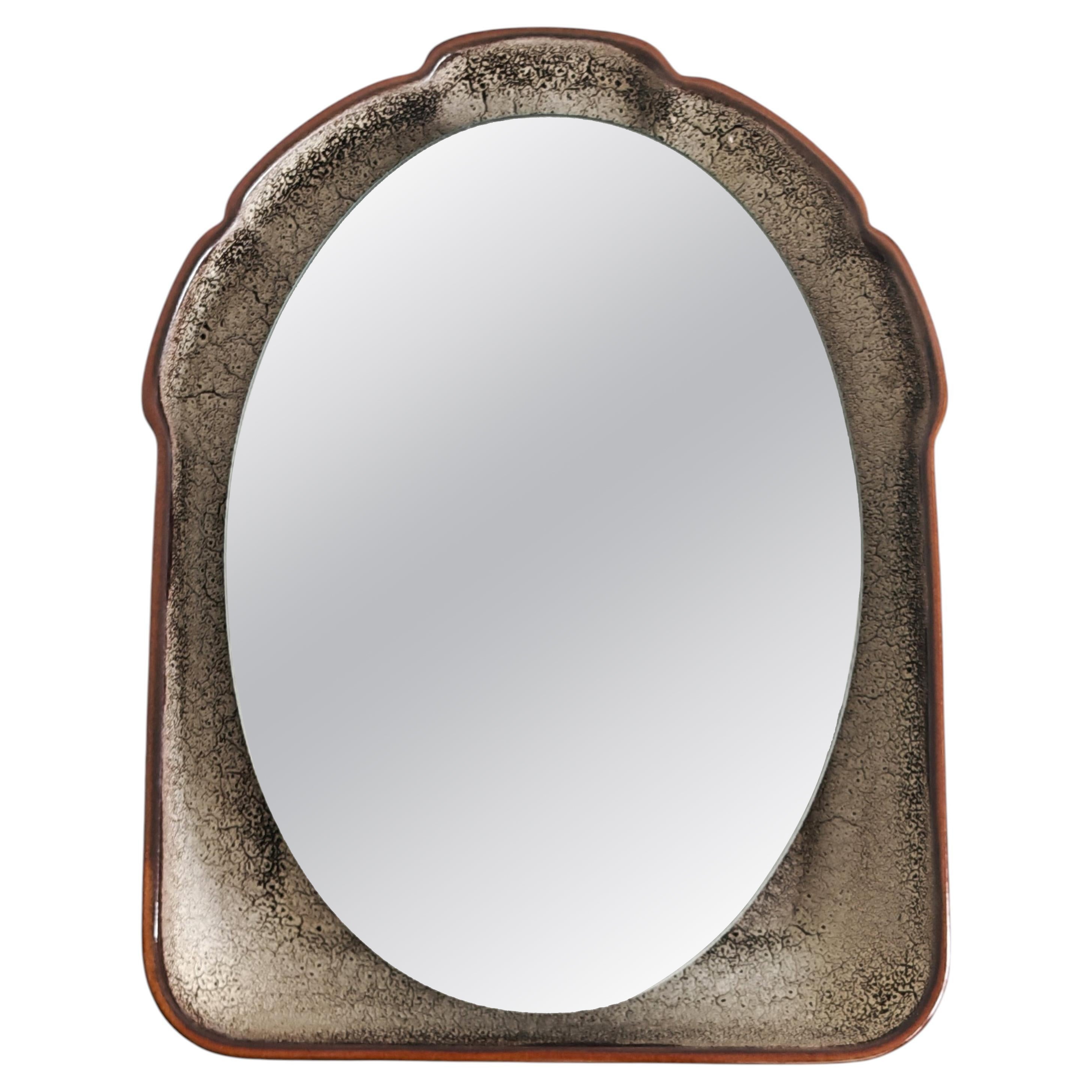 Mid Century Modern Fat Lava Mirror with the back light by Pan Keramik, Germany For Sale
