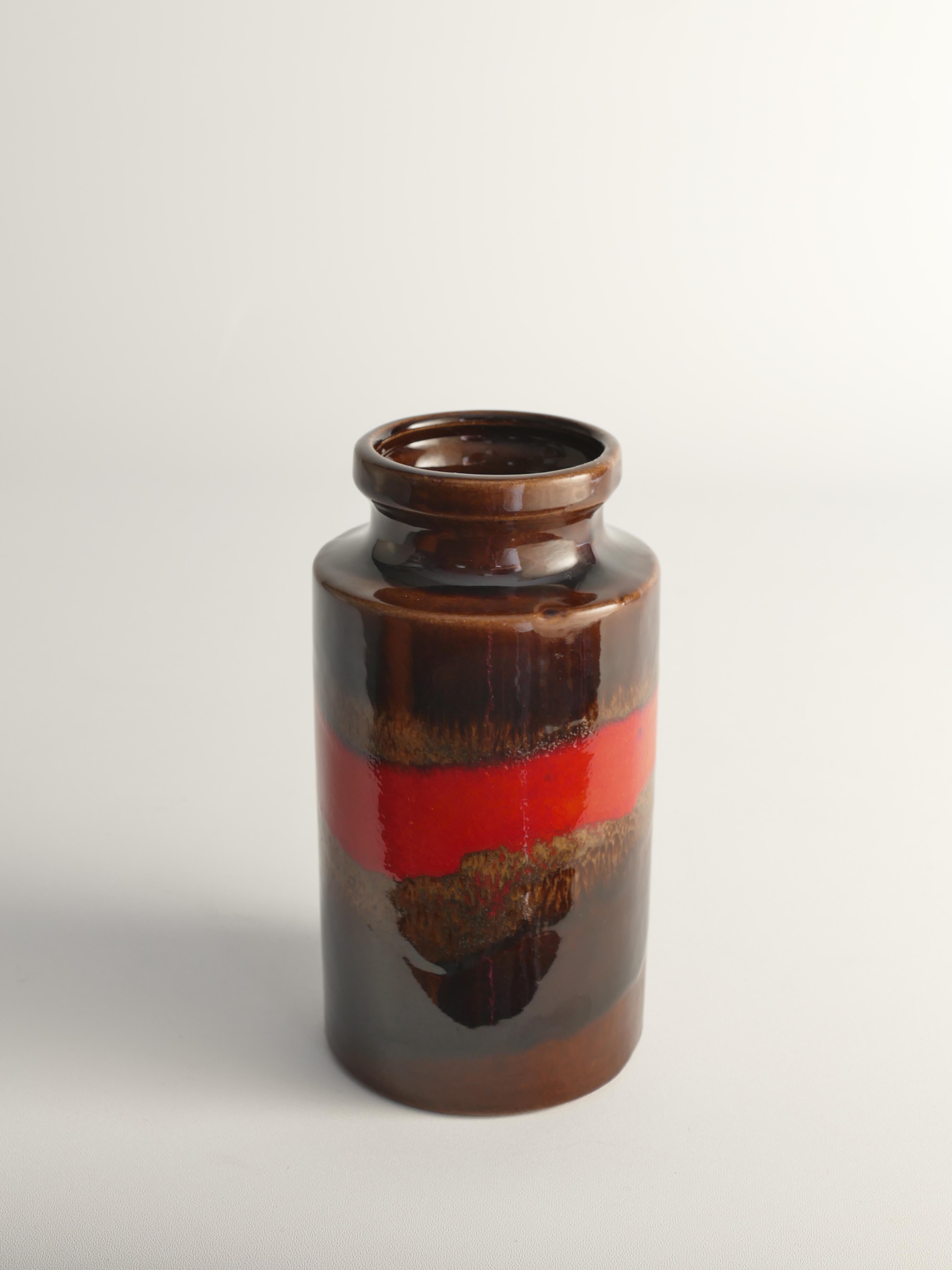 Smaltato Vaso in gres Fat Lava Red and Brown di Scheurich, W. Brown, Germania, metà del secolo scorso. in vendita