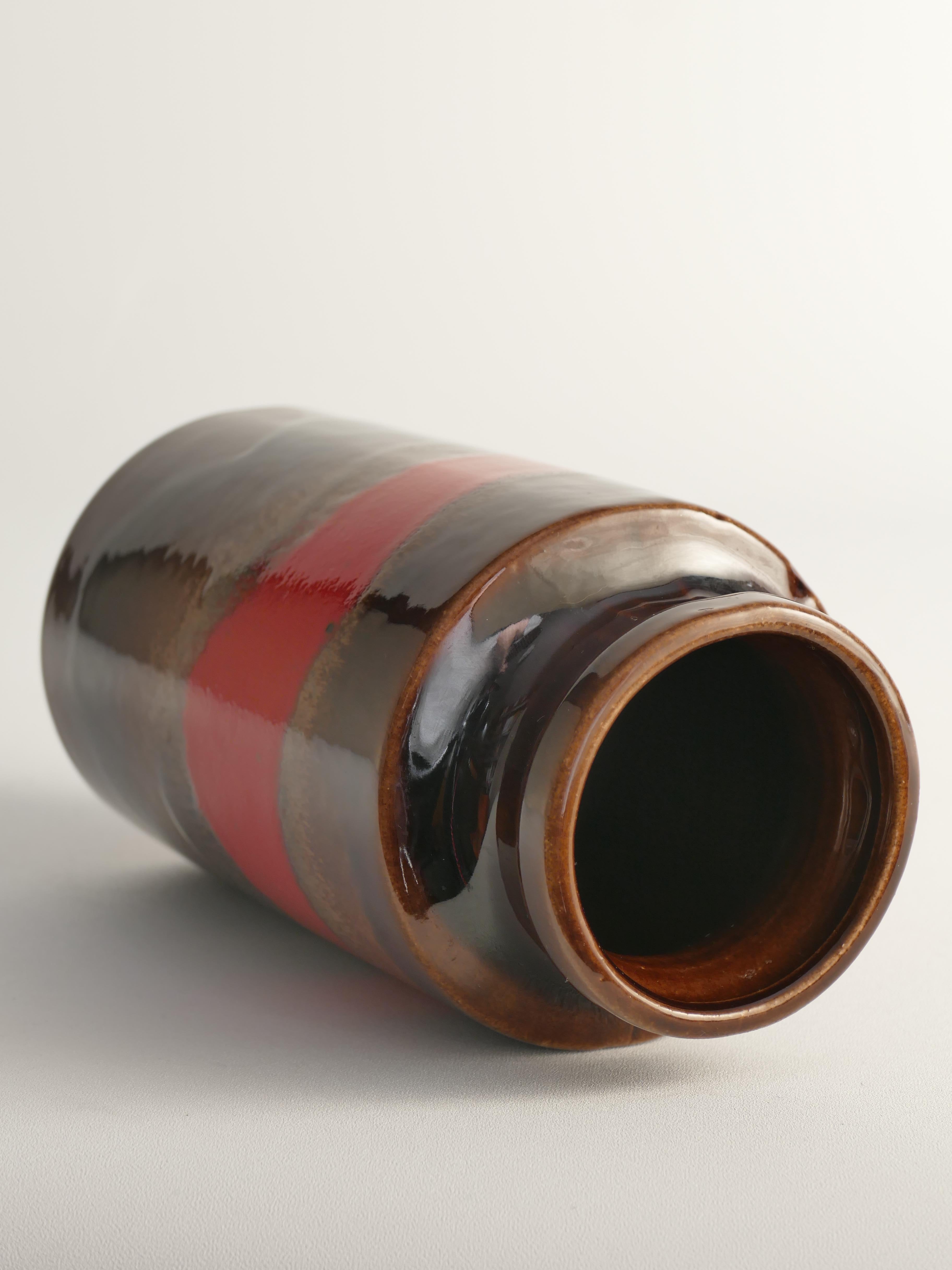 Vaso in gres Fat Lava Red and Brown di Scheurich, W. Brown, Germania, metà del secolo scorso. in vendita 1