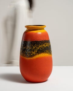 Mid-Century Modern Fat Lava Vase, Burnt Orange, German Stoneware