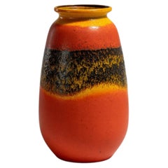 Mid-Century Modern Fat Lava Vase, Burnt Orange, German Stoneware
