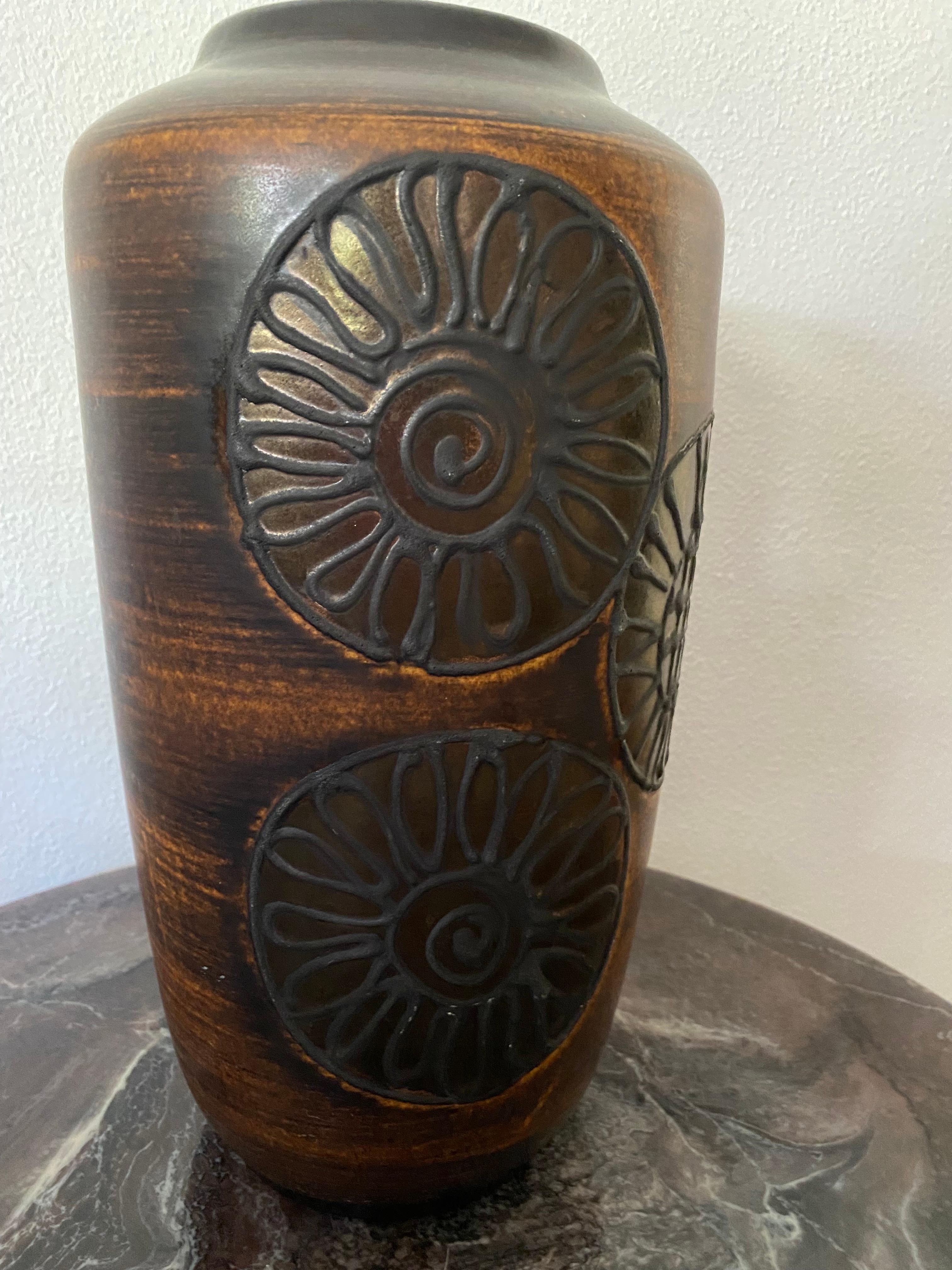 Mid-Century Modern Vase en lave grasse moderne du milieu du siècle dernier (décoration rare) de Scheurich Keramik en vente