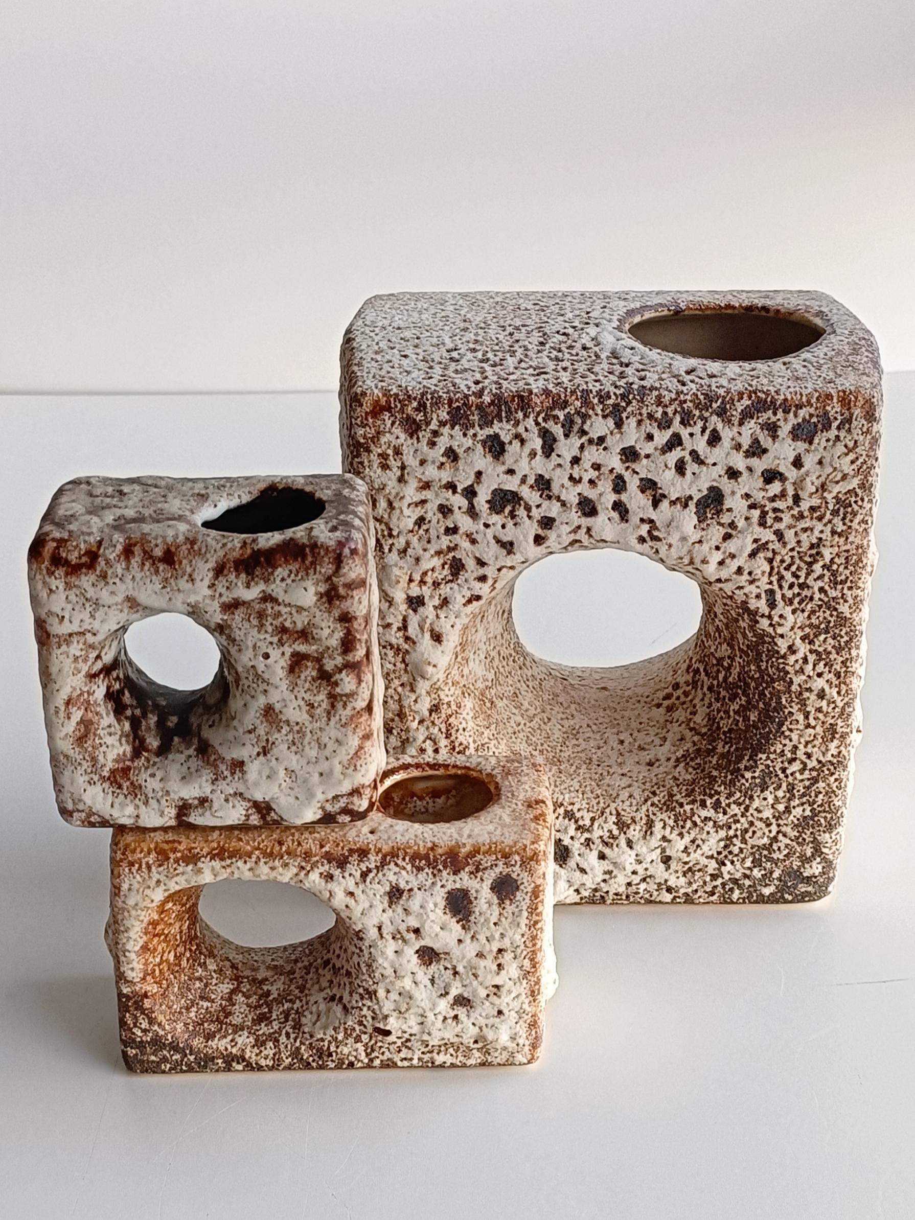 Dutch Mid Century Modern Fat Lava Vases by Marius Van Woerden, Netherlands, 1960s