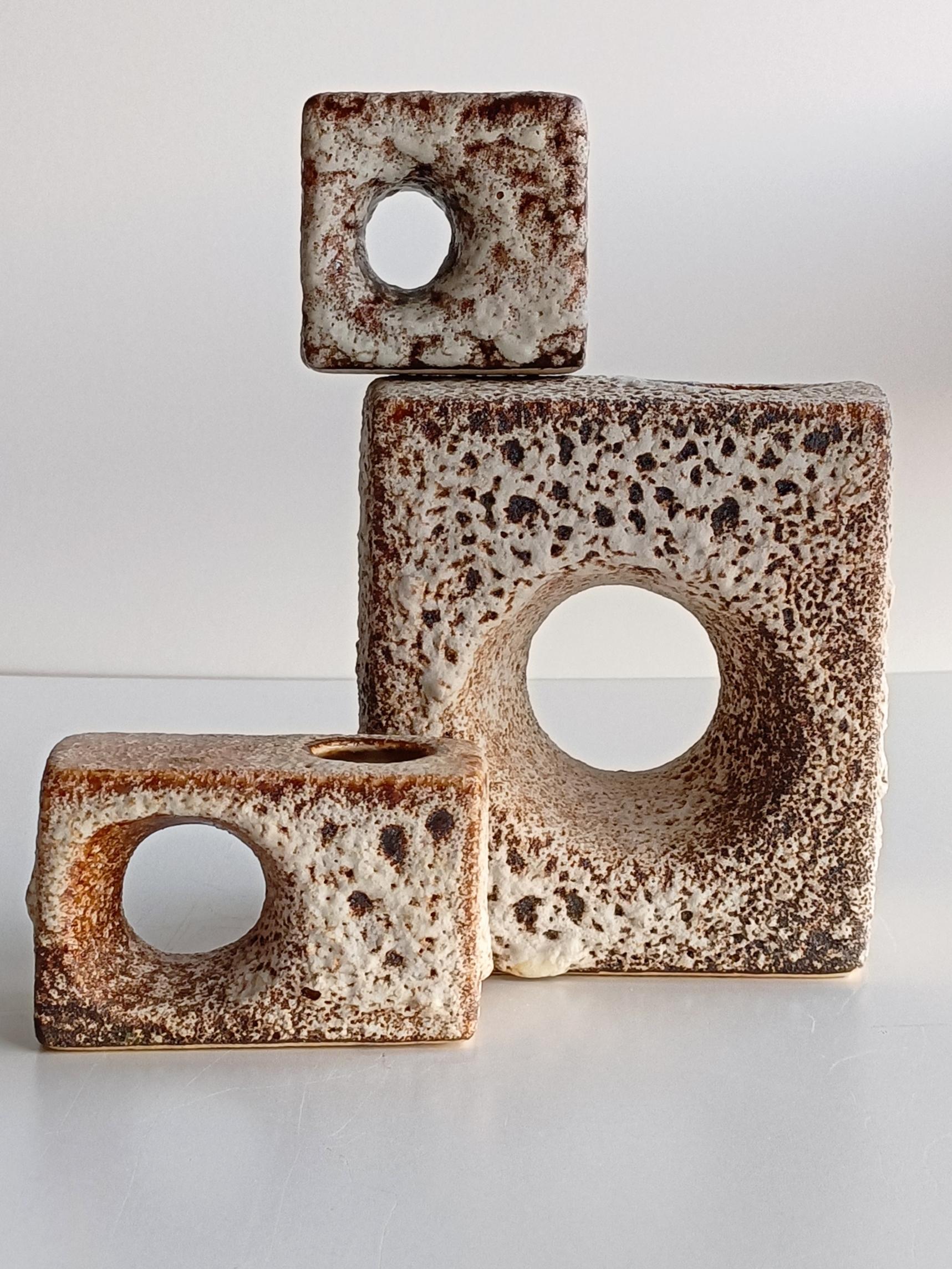 Glazed Mid Century Modern Fat Lava Vases by Marius Van Woerden, Netherlands, 1960s