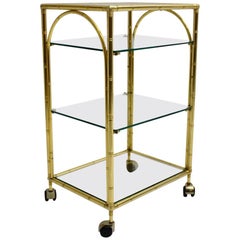 Vintage Mid-Century Modern Faux Bamboo Bar Cart by Maison Baguès Attributed, 1960s