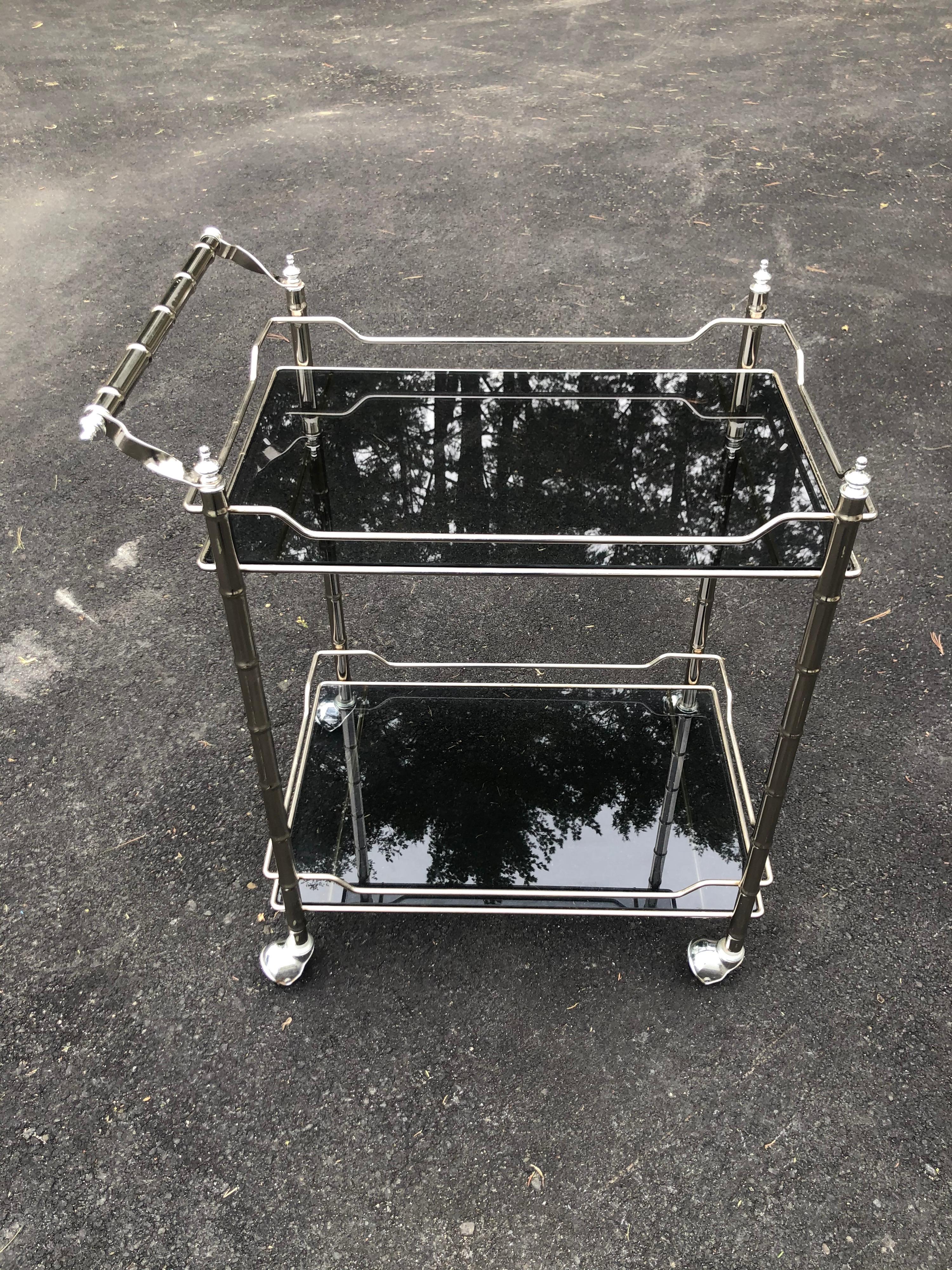 Mid-Century Modern Faux Bamboo Bar Cart 9