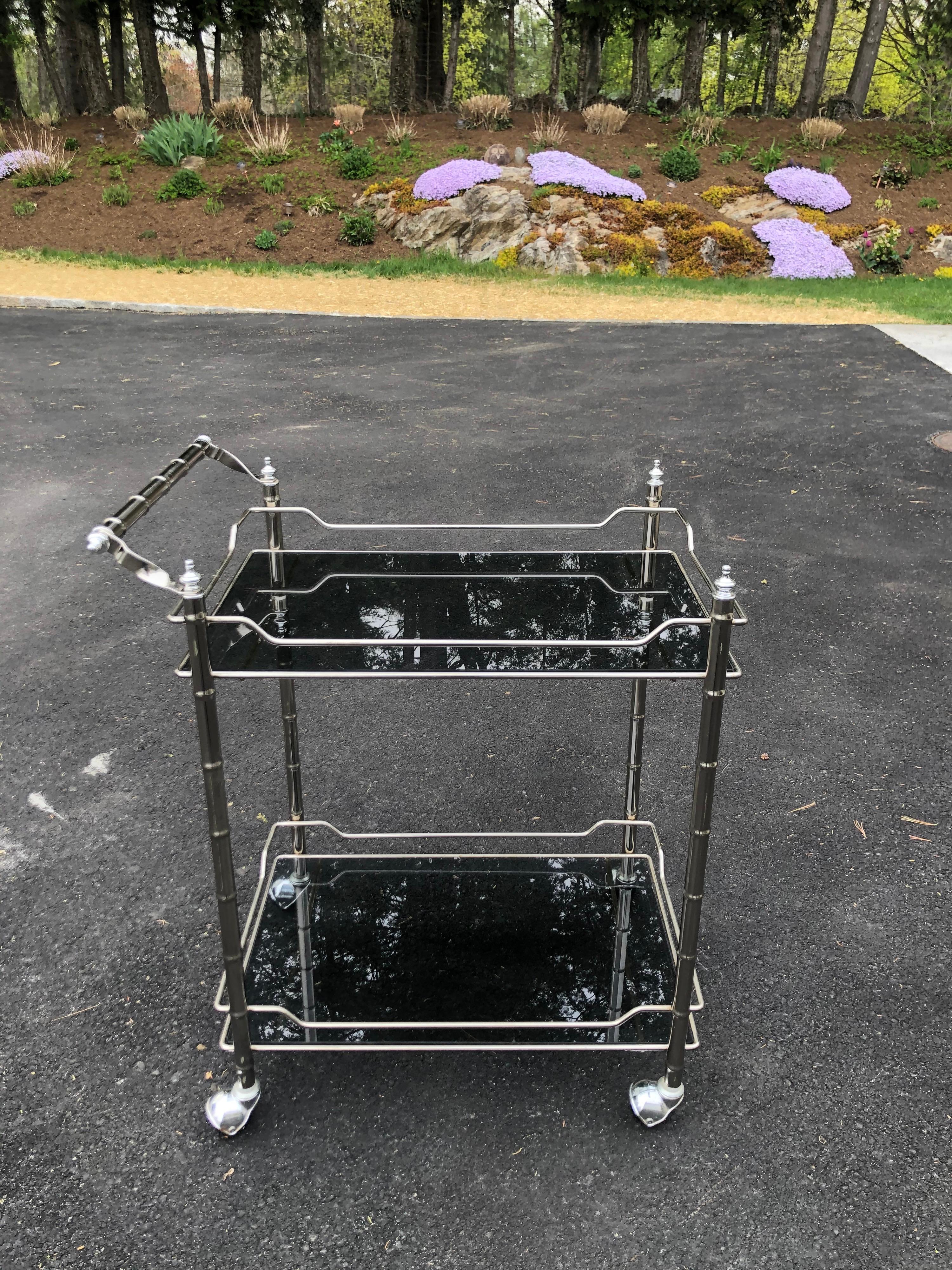 Mid-Century Modern Faux Bamboo Bar Cart 11