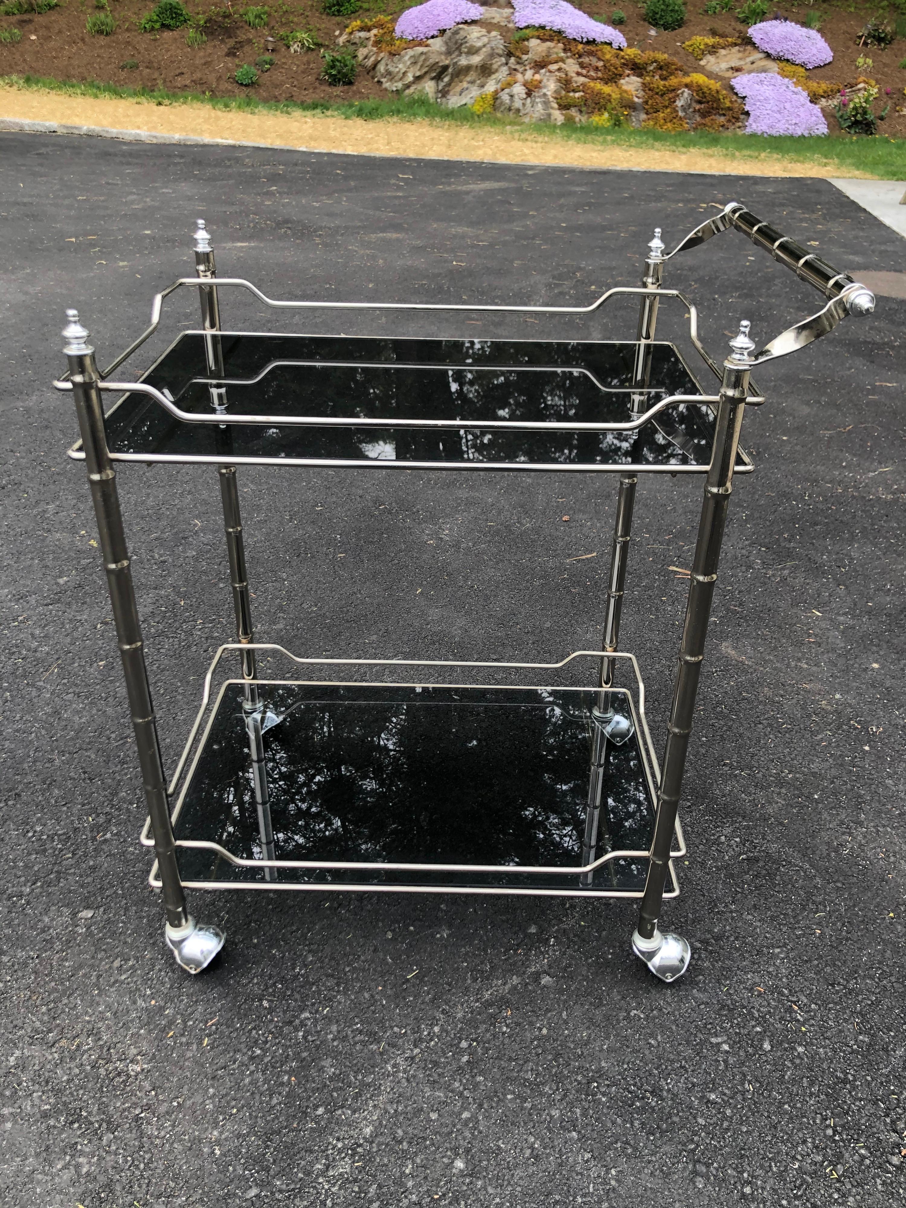 Mid-Century Modern Faux Bamboo Bar Cart 15