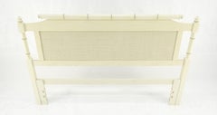 Mid Century Modern Faux Bamboo Beige White Queen Size Headboard Bed MINT